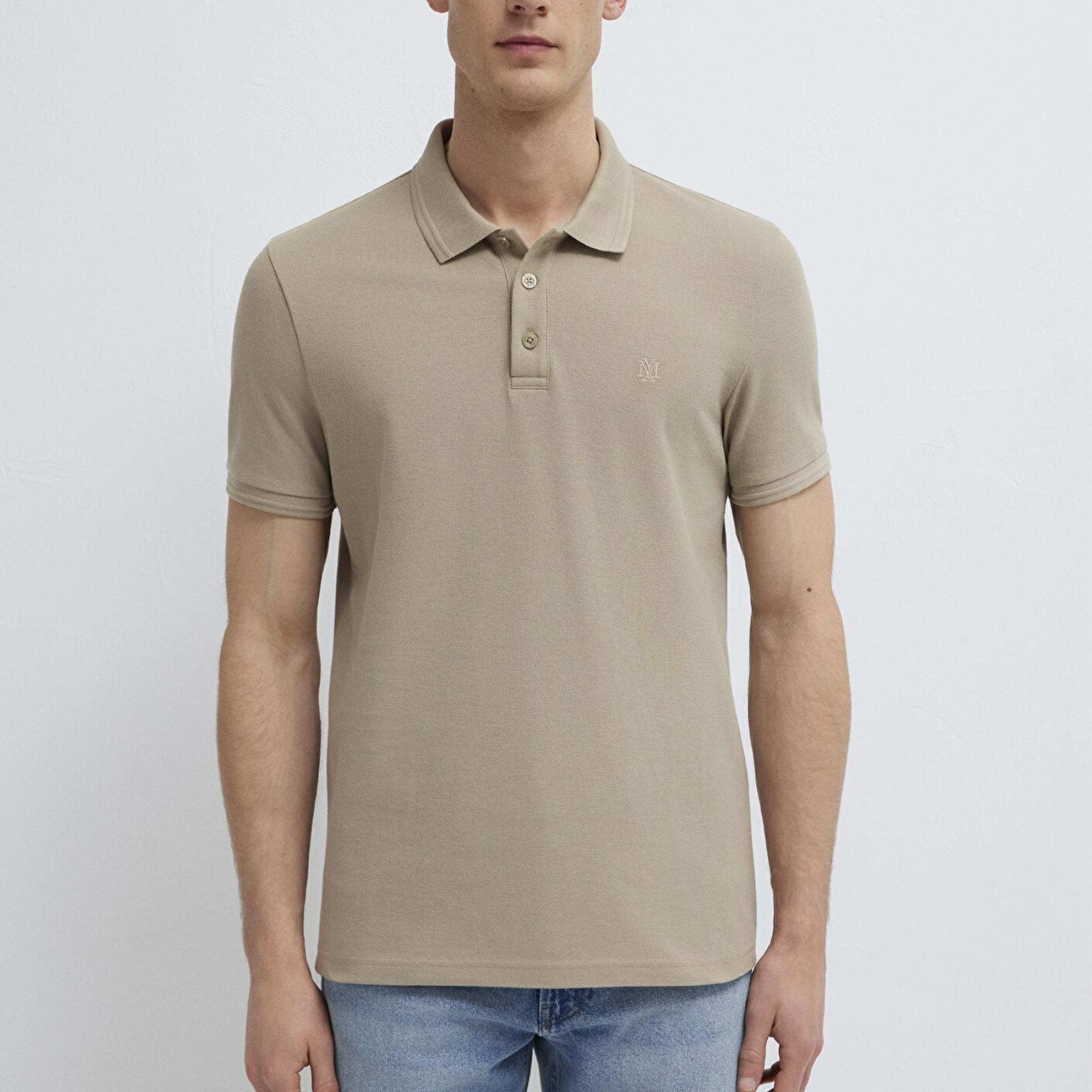 Mavi Bej Polo Tişört Slim Fit / Dar Kesim 064946-80697