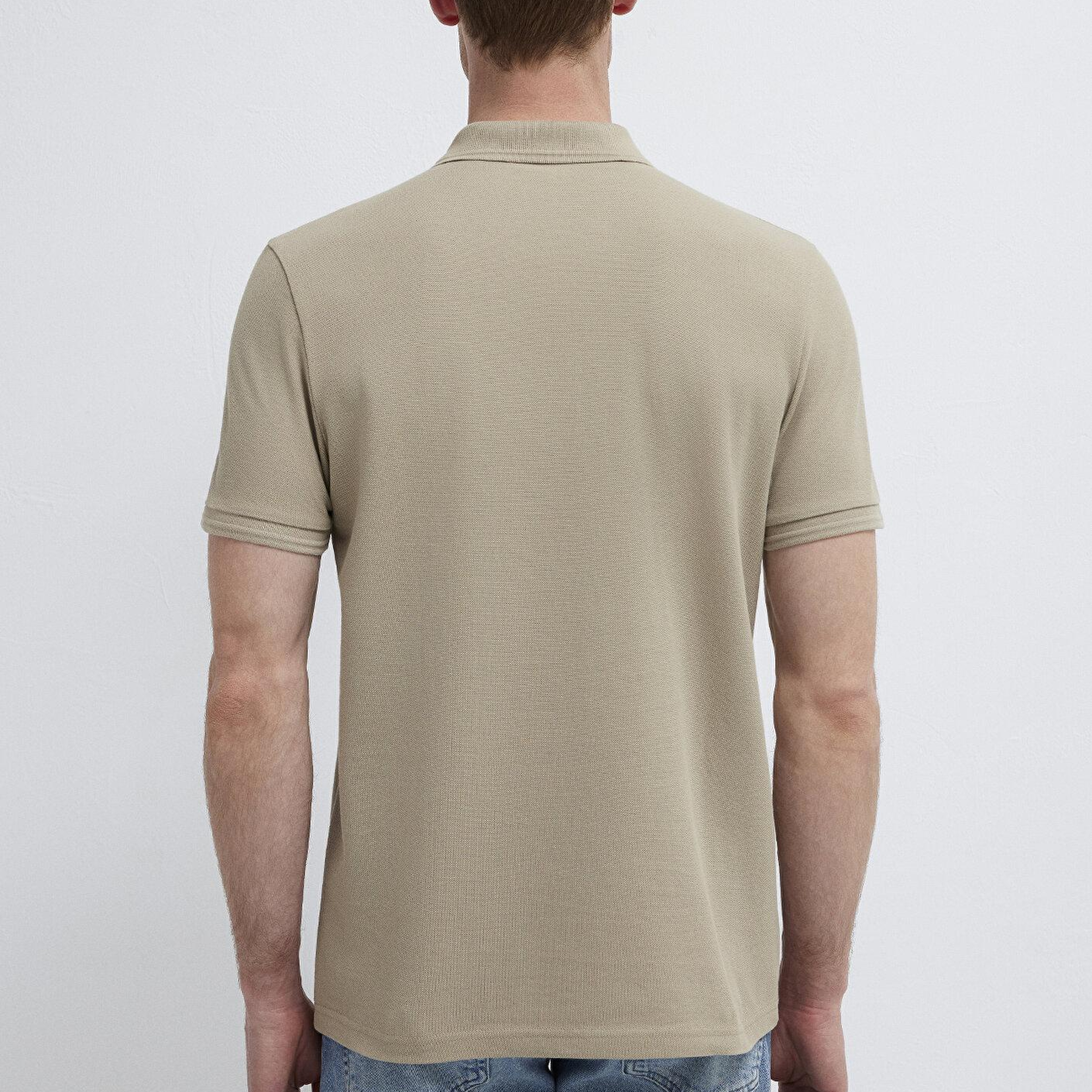 Mavi Bej Polo Tişört Slim Fit / Dar Kesim 064946-80697