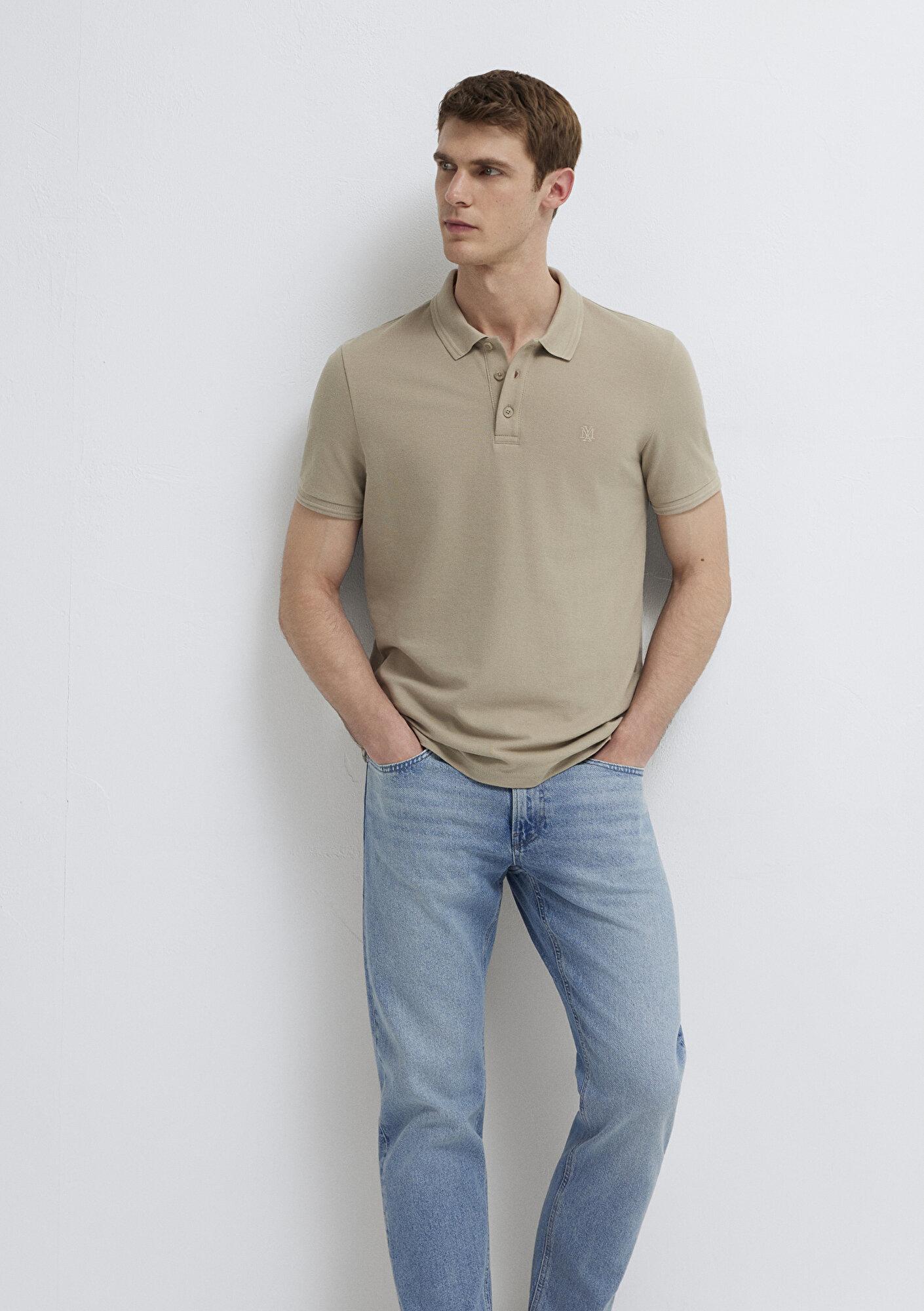 Mavi Bej Polo Tişört Slim Fit / Dar Kesim 064946-80697