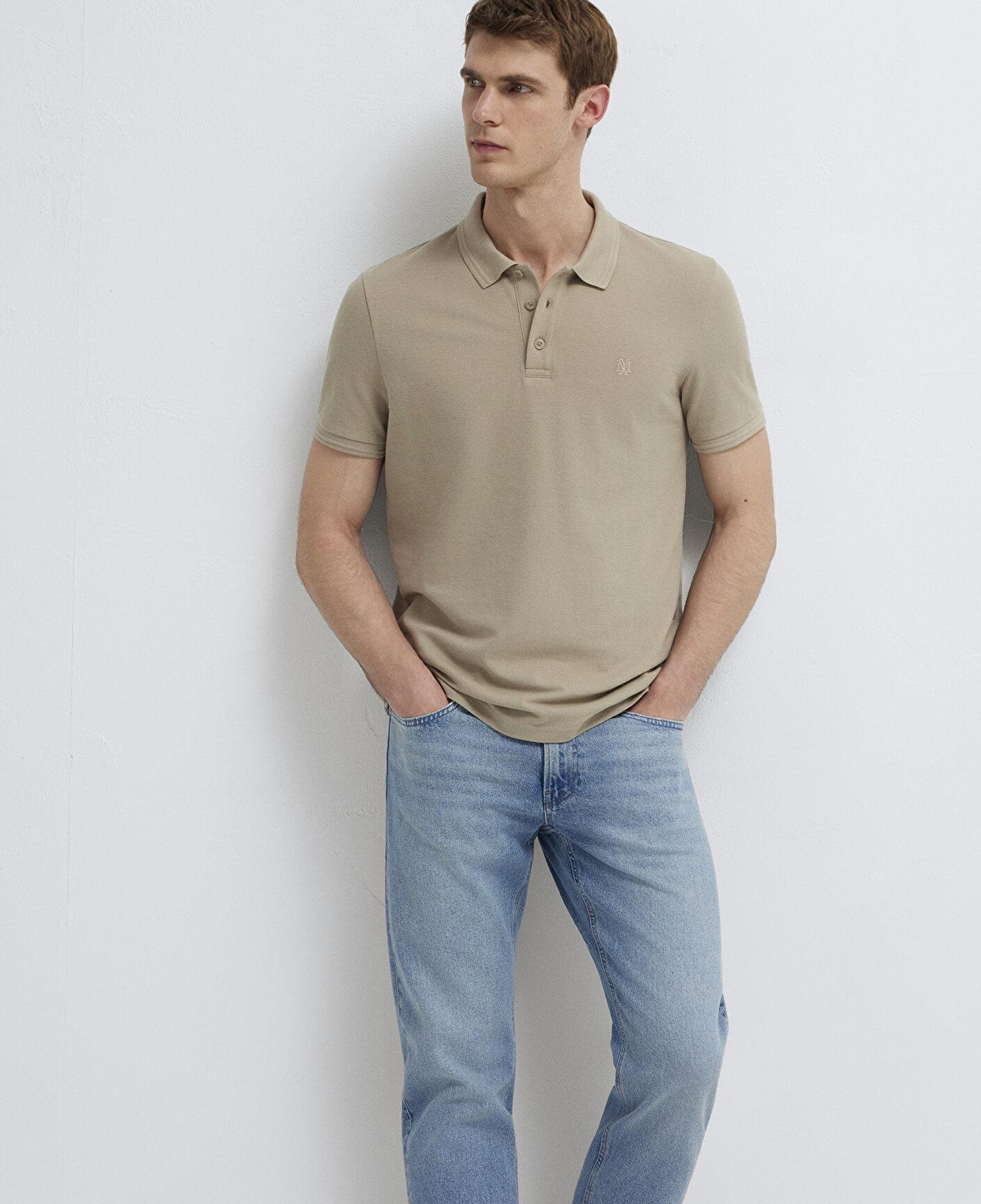 Mavi Bej Polo Tişört Slim Fit / Dar Kesim 064946-80697