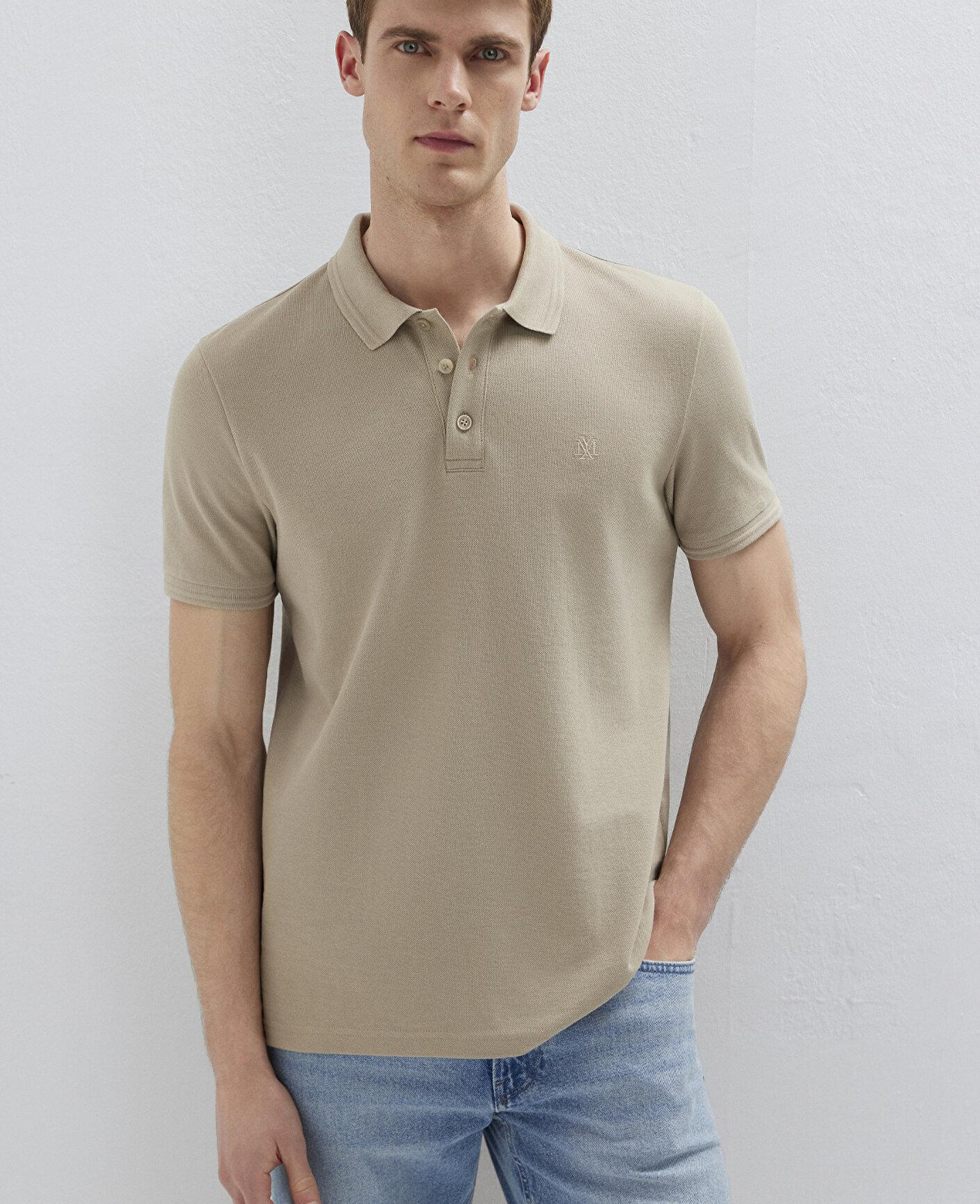 Mavi Bej Polo Tişört Slim Fit / Dar Kesim 064946-80697