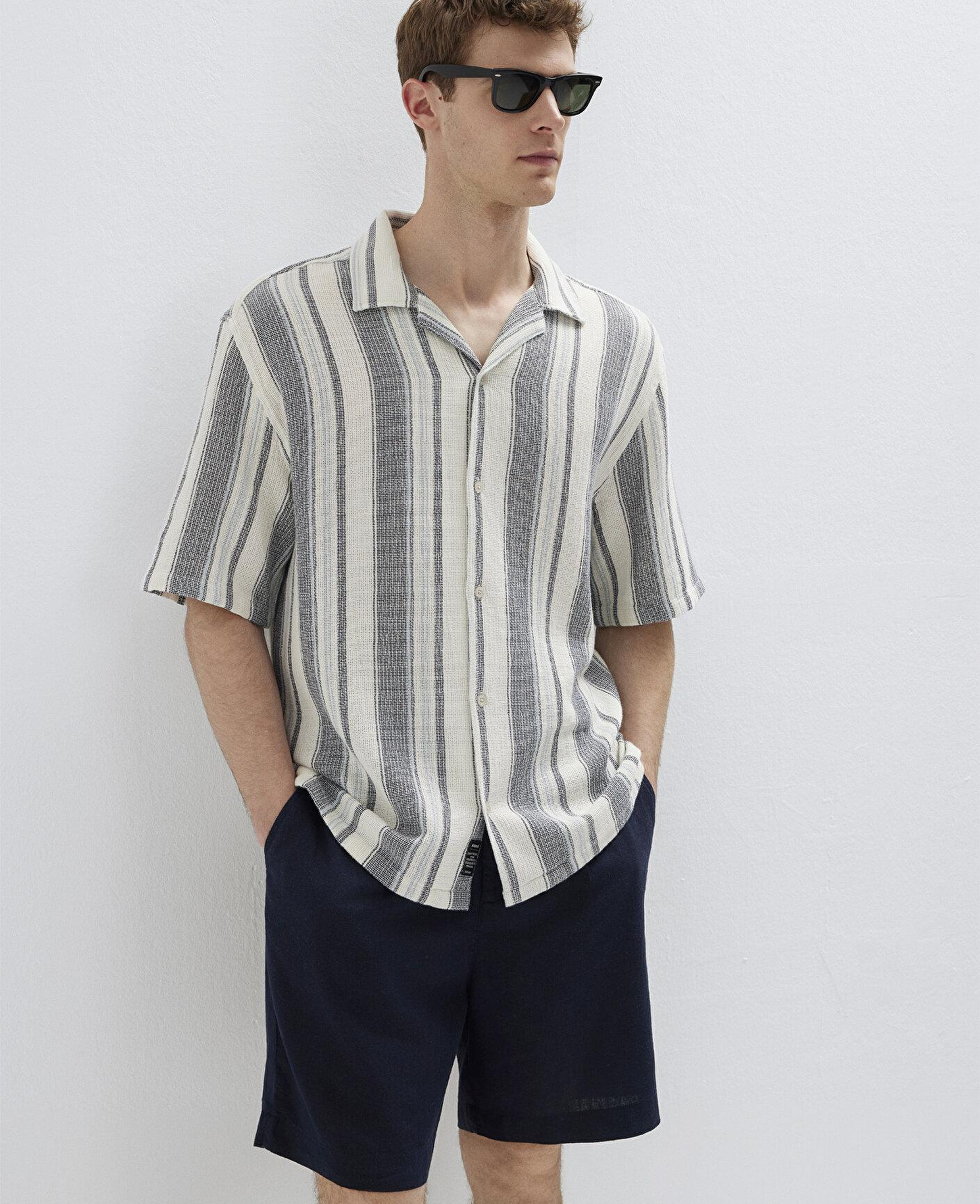 Mavi Çizgili Gömlek Loose Fit / Bol Rahat Kesim 0211951-91539