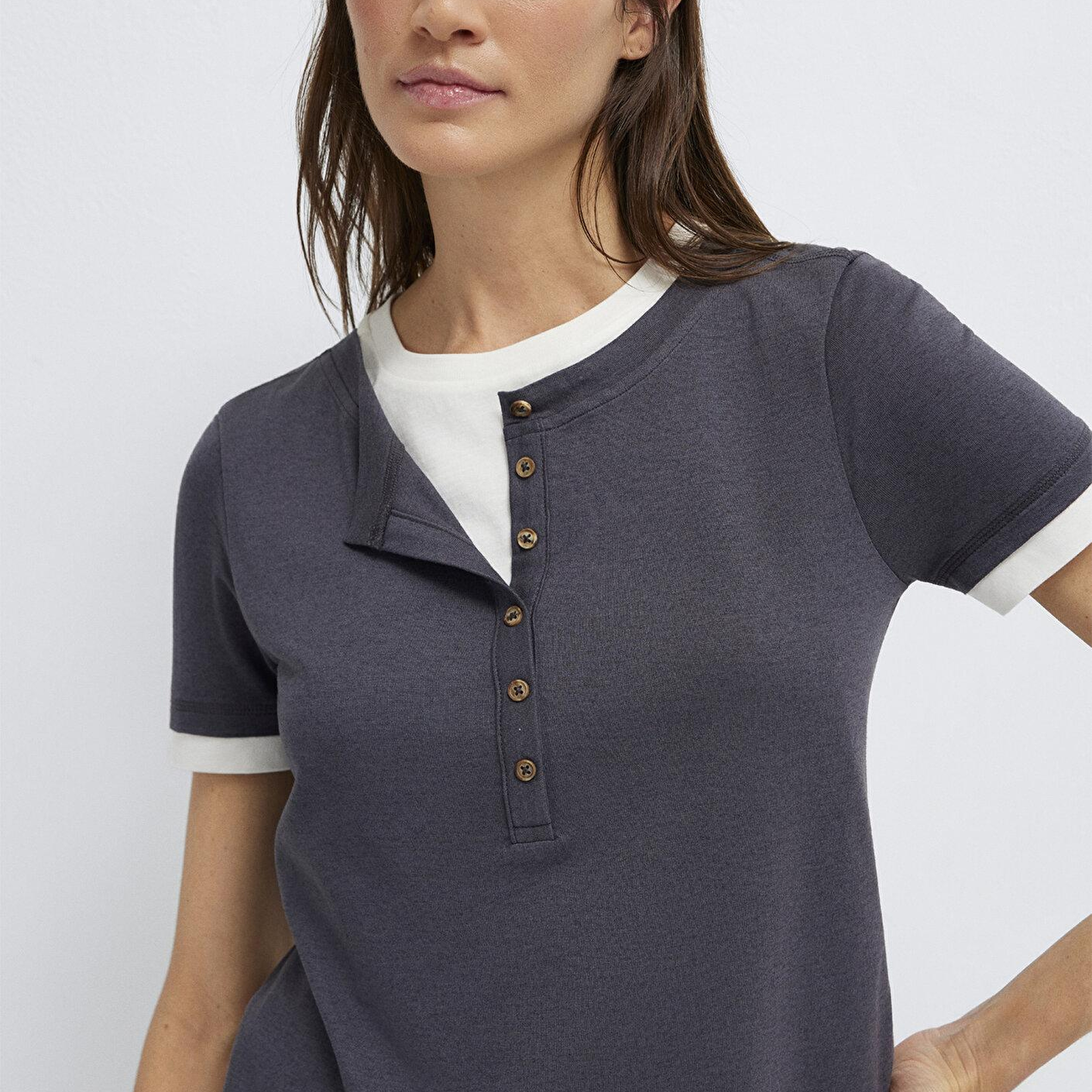 Mavi Antrasit Tişört Slim Fit / Dar Kesim 1614114-80932