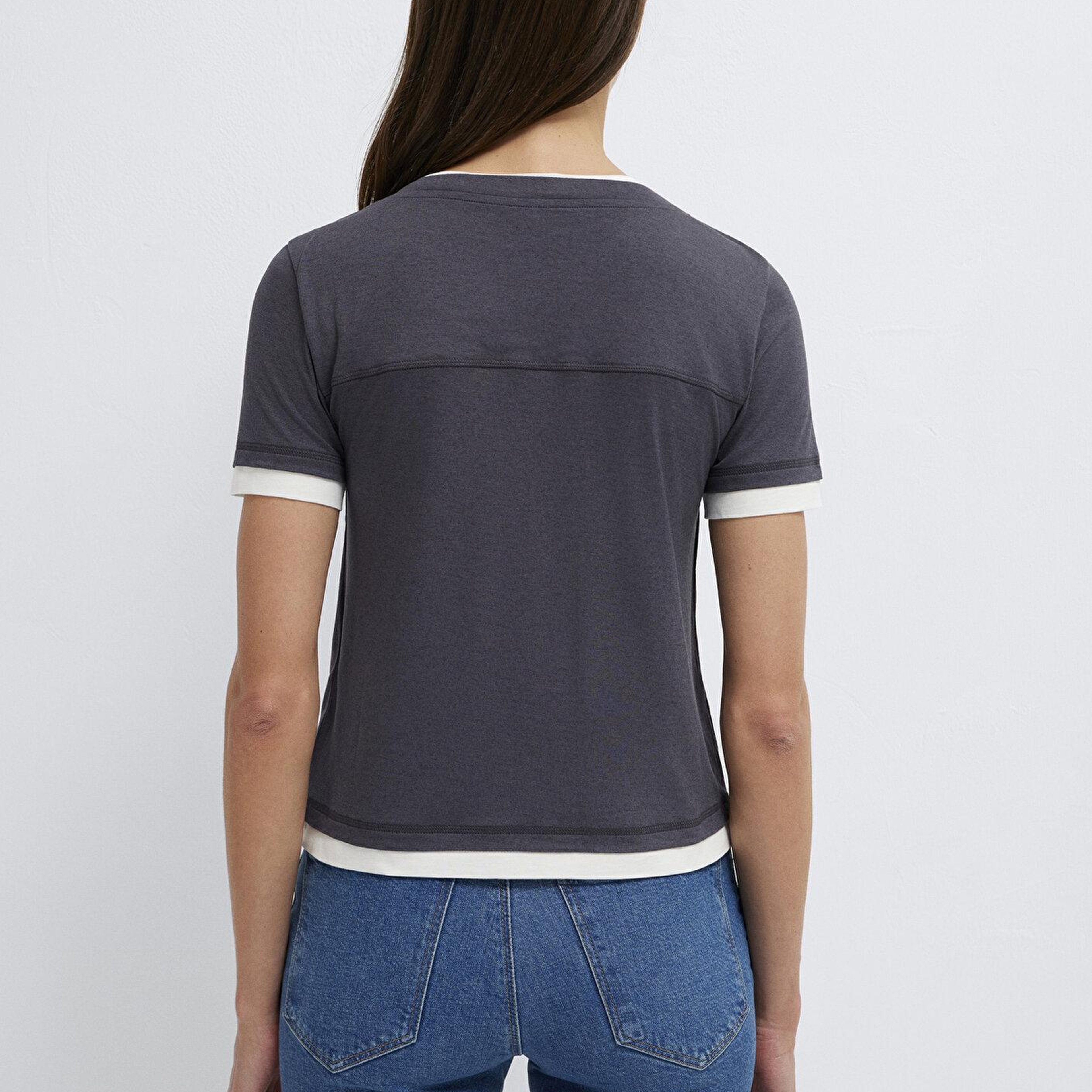 Mavi Antrasit Tişört Slim Fit / Dar Kesim 1614114-80932
