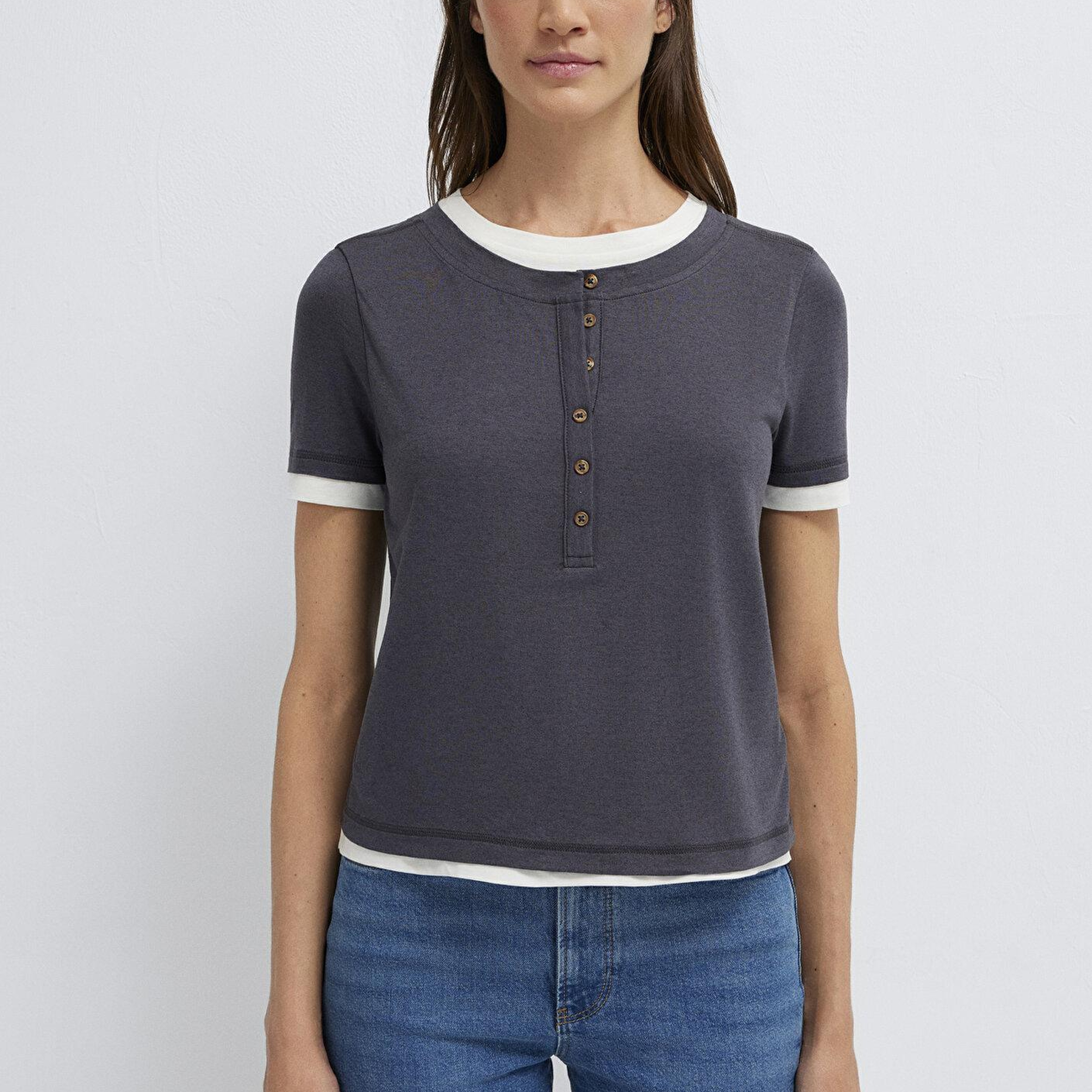 Mavi Antrasit Tişört Slim Fit / Dar Kesim 1614114-80932