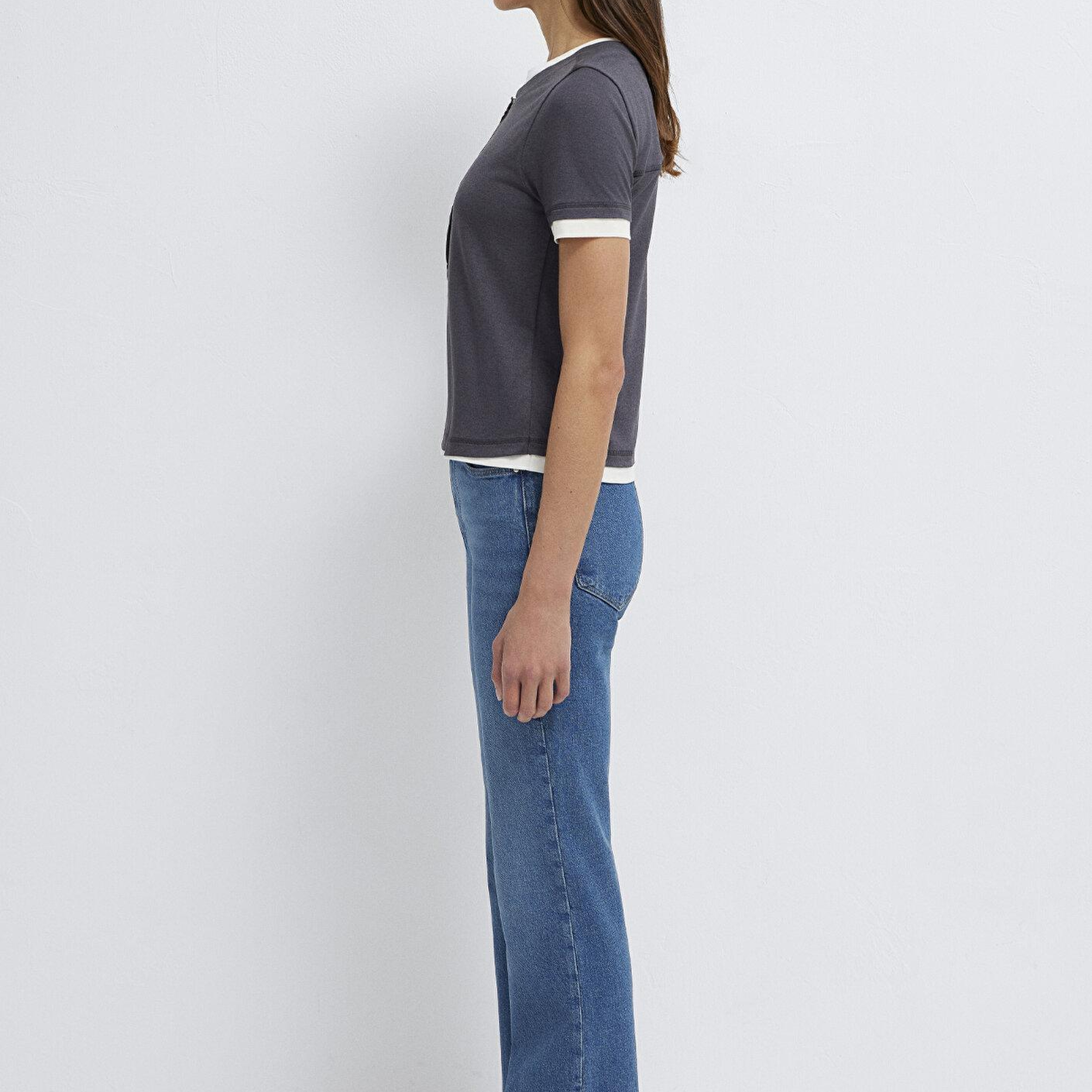 Mavi Antrasit Tişört Slim Fit / Dar Kesim 1614114-80932