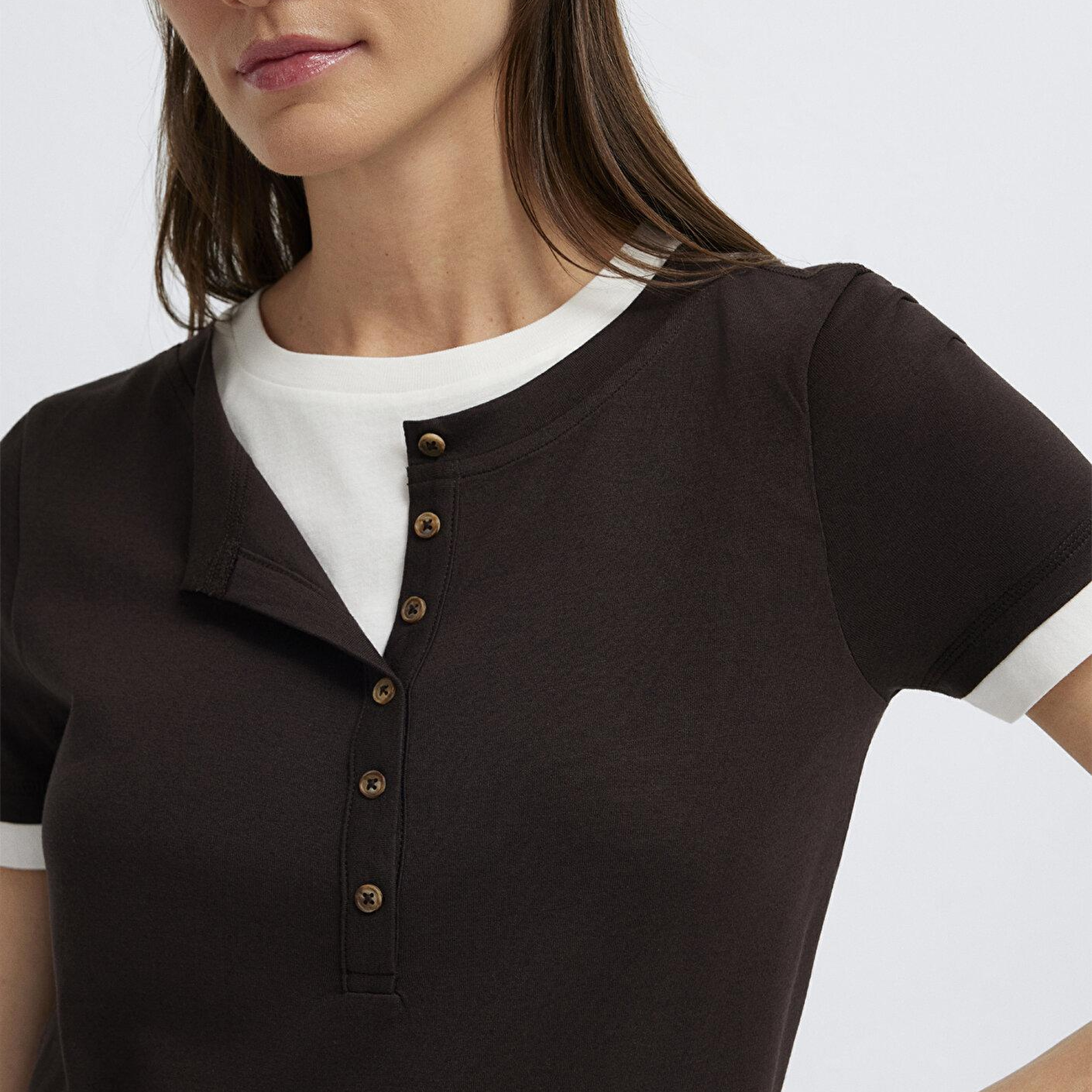 Mavi Kahverengi Tişört Slim Fit / Dar Kesim 1614114-90892
