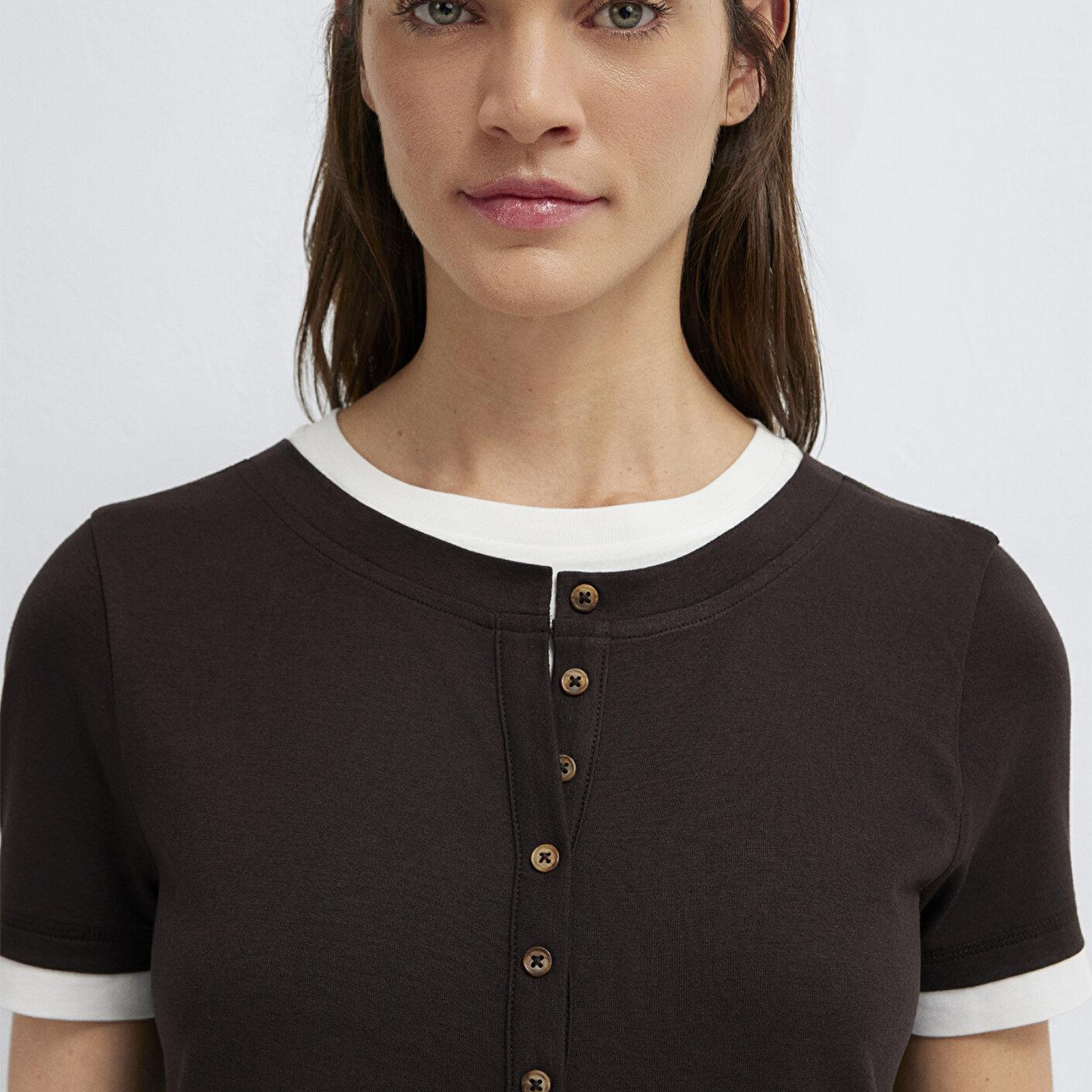 Mavi Kahverengi Tişört Slim Fit / Dar Kesim 1614114-90892