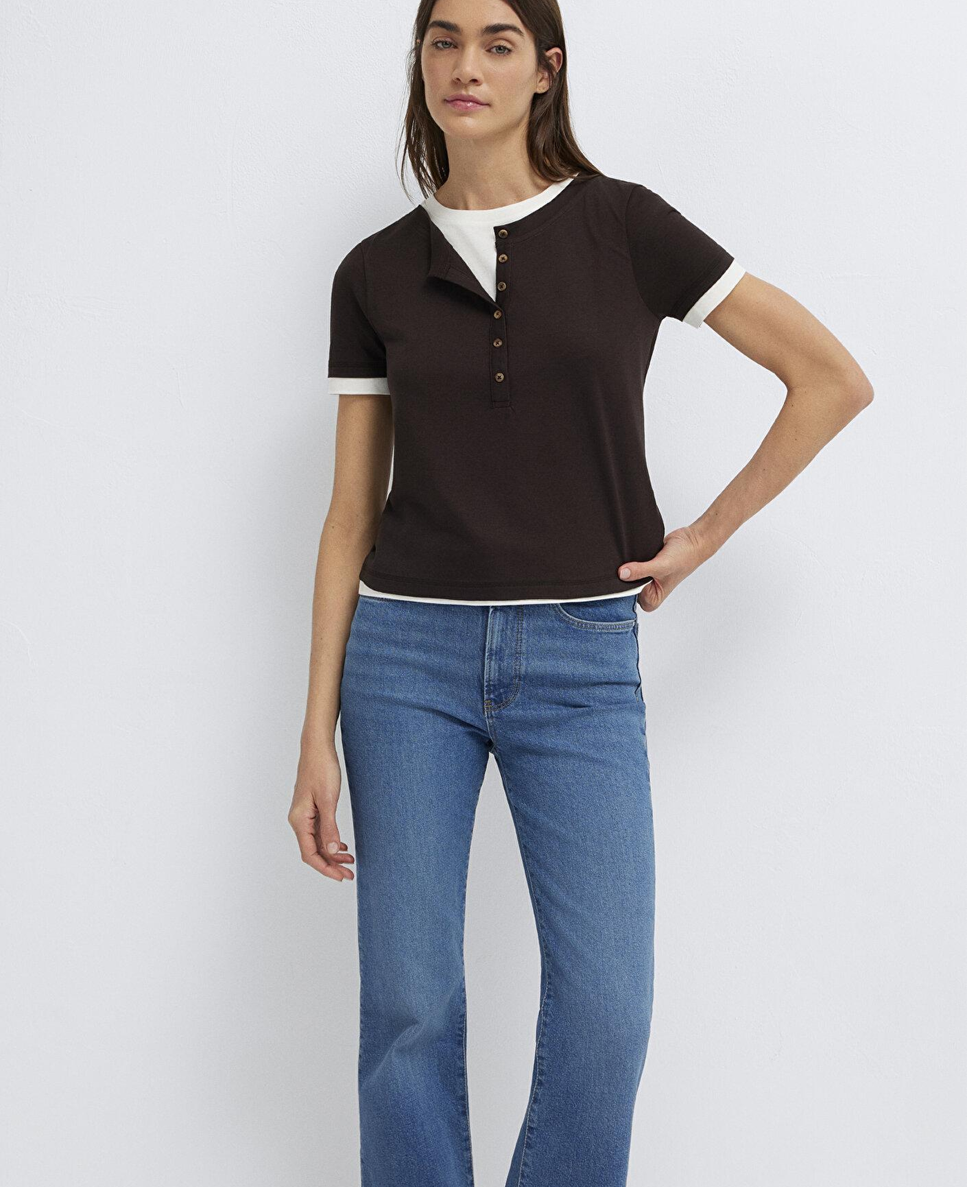 Mavi Kahverengi Tişört Slim Fit / Dar Kesim 1614114-90892