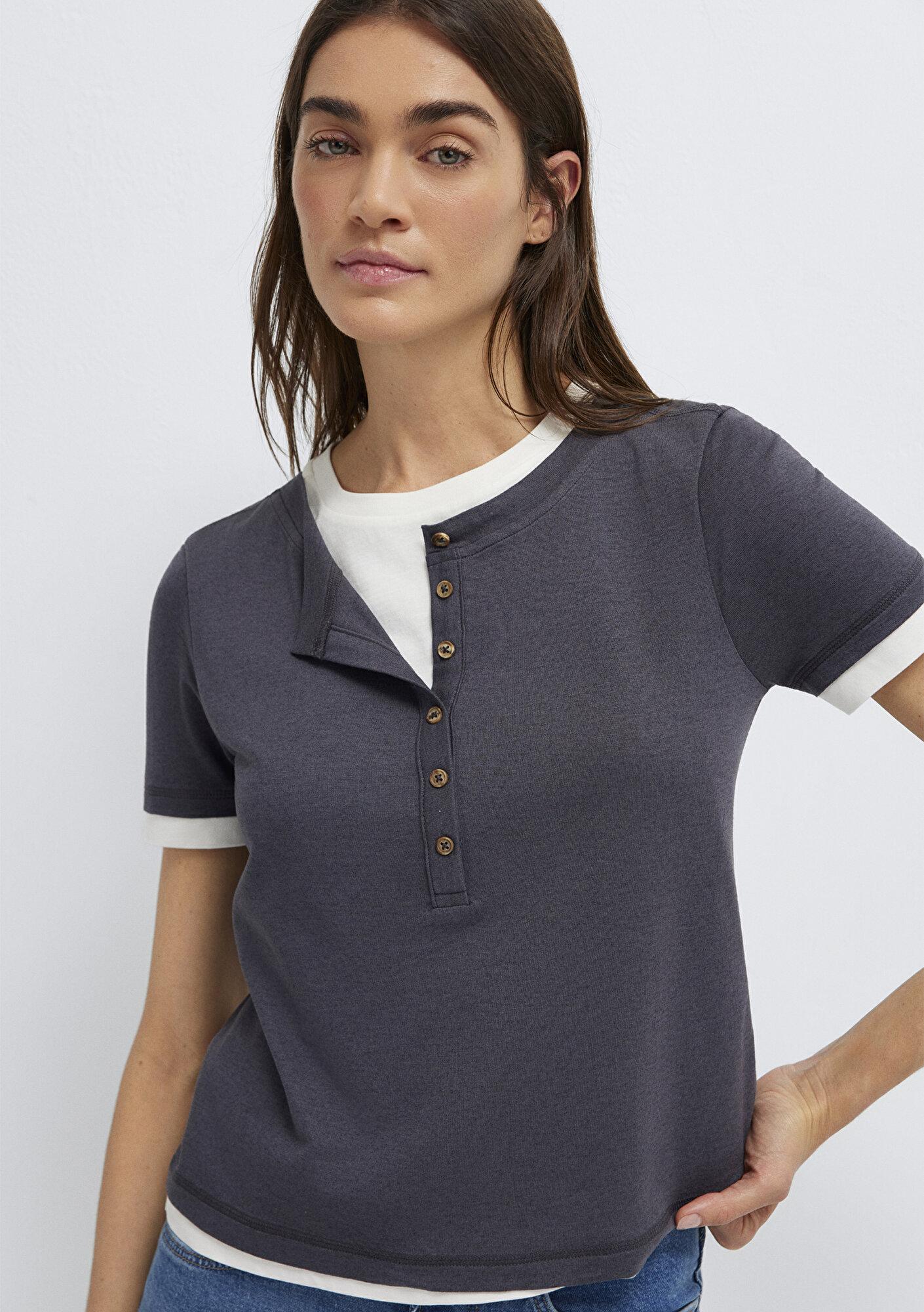 Mavi Antrasit Tişört Slim Fit / Dar Kesim 1614114-80932