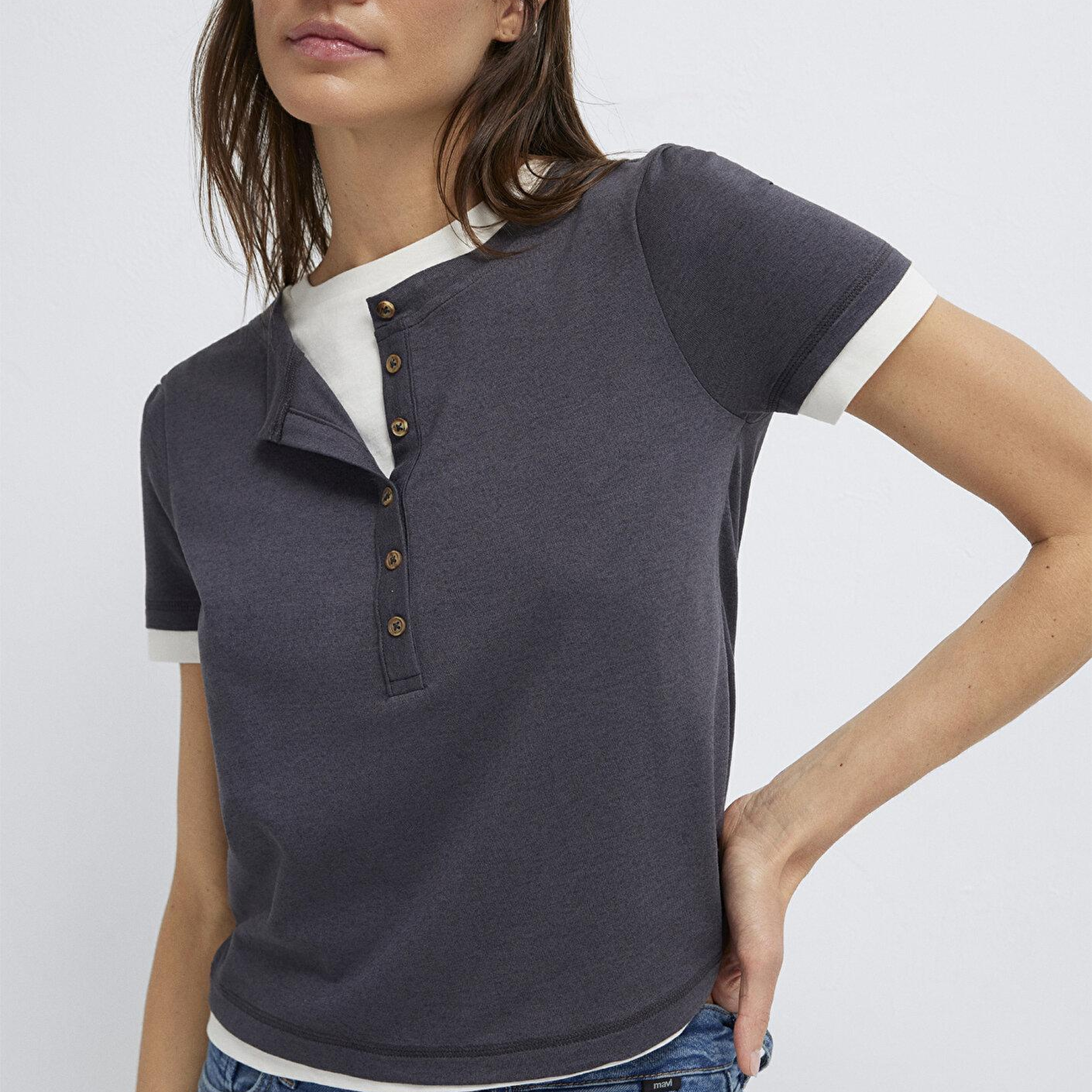 Mavi Antrasit Tişört Slim Fit / Dar Kesim 1614114-80932