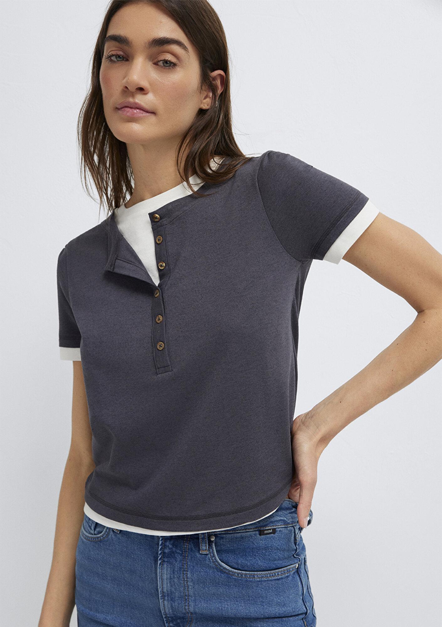 Mavi Antrasit Tişört Slim Fit / Dar Kesim 1614114-80932