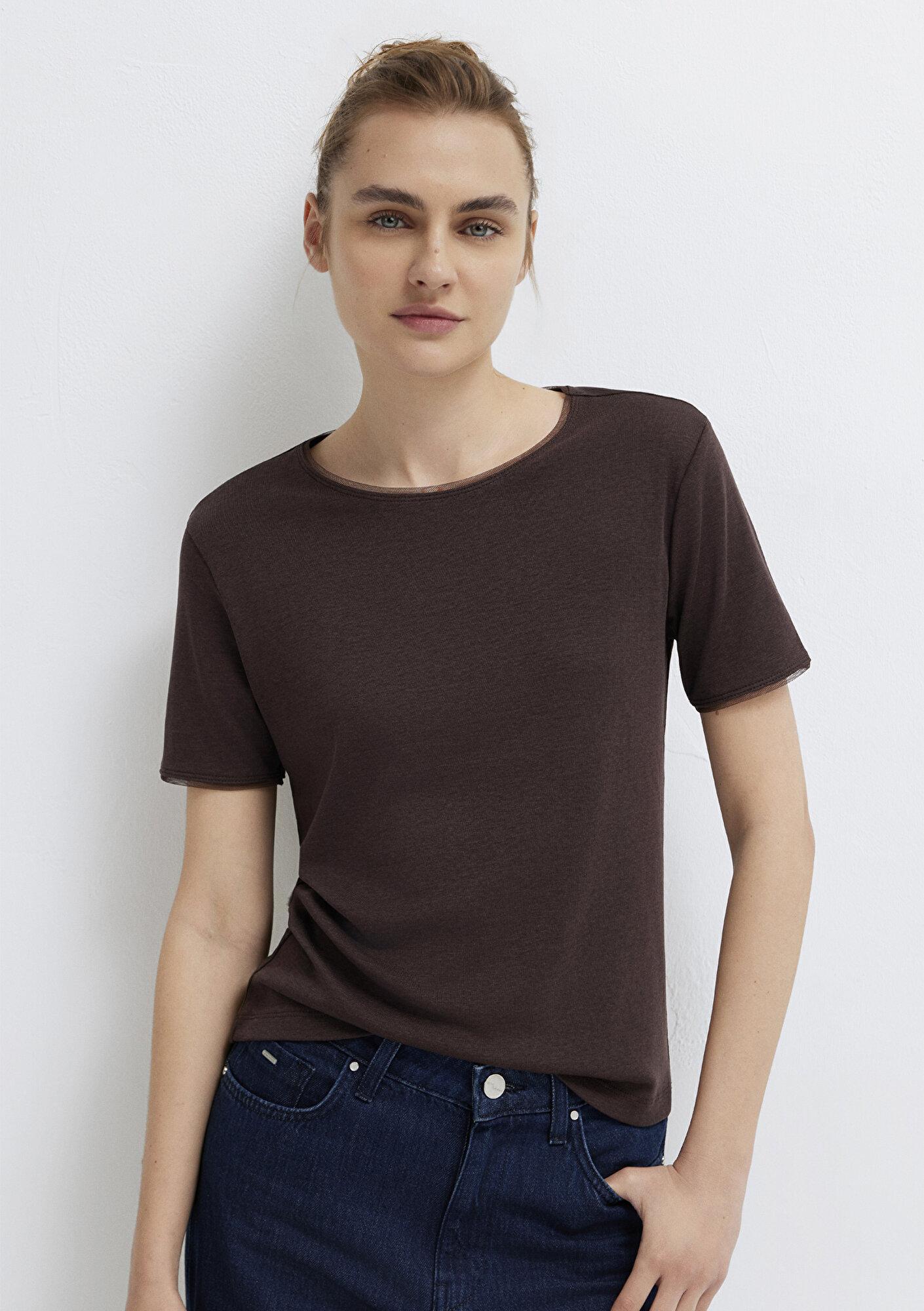 Mavi Kahverengi Tişört Slim Fit / Dar Kesim 1614112-70240