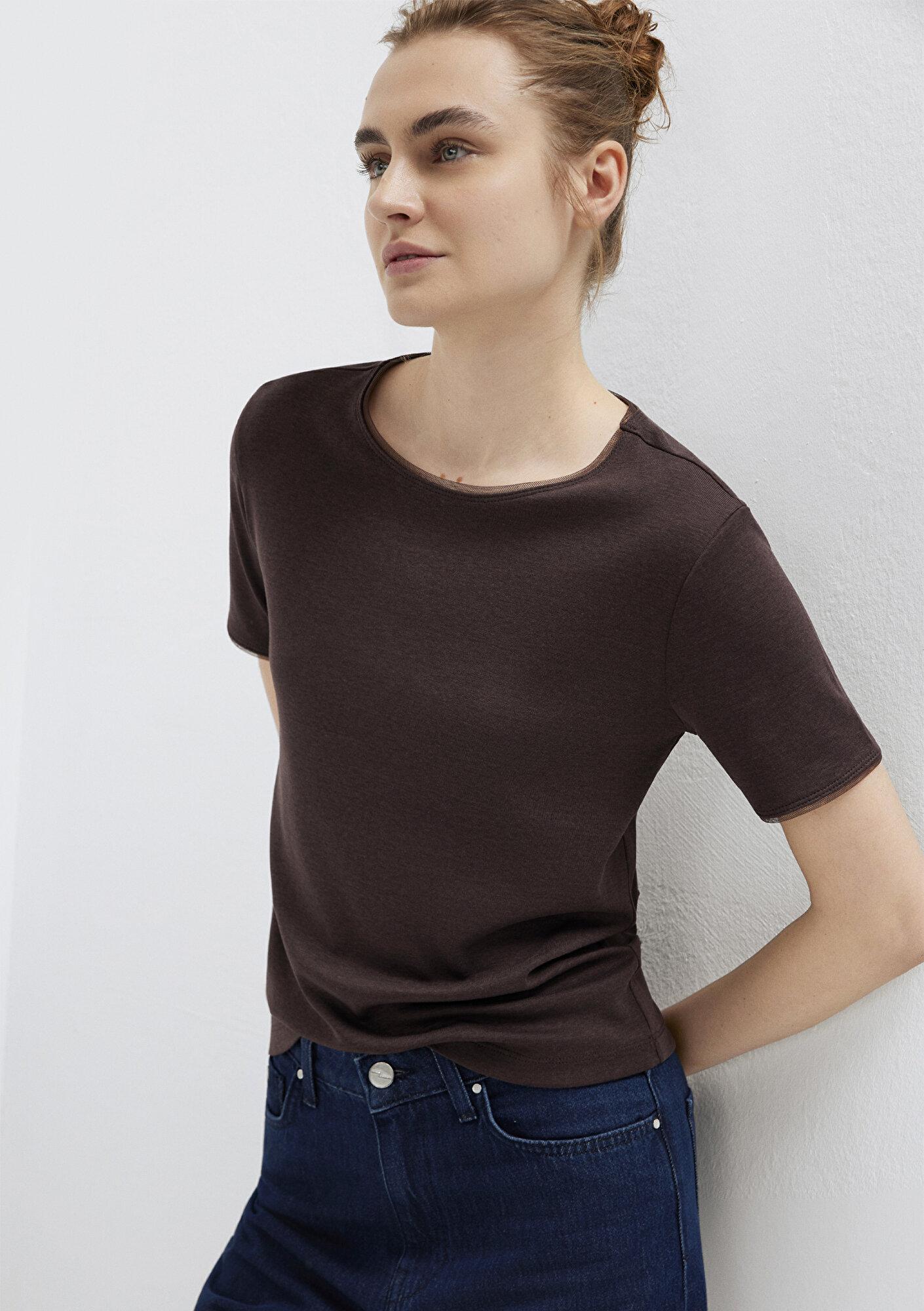 Mavi Kahverengi Tişört Slim Fit / Dar Kesim 1614112-70240