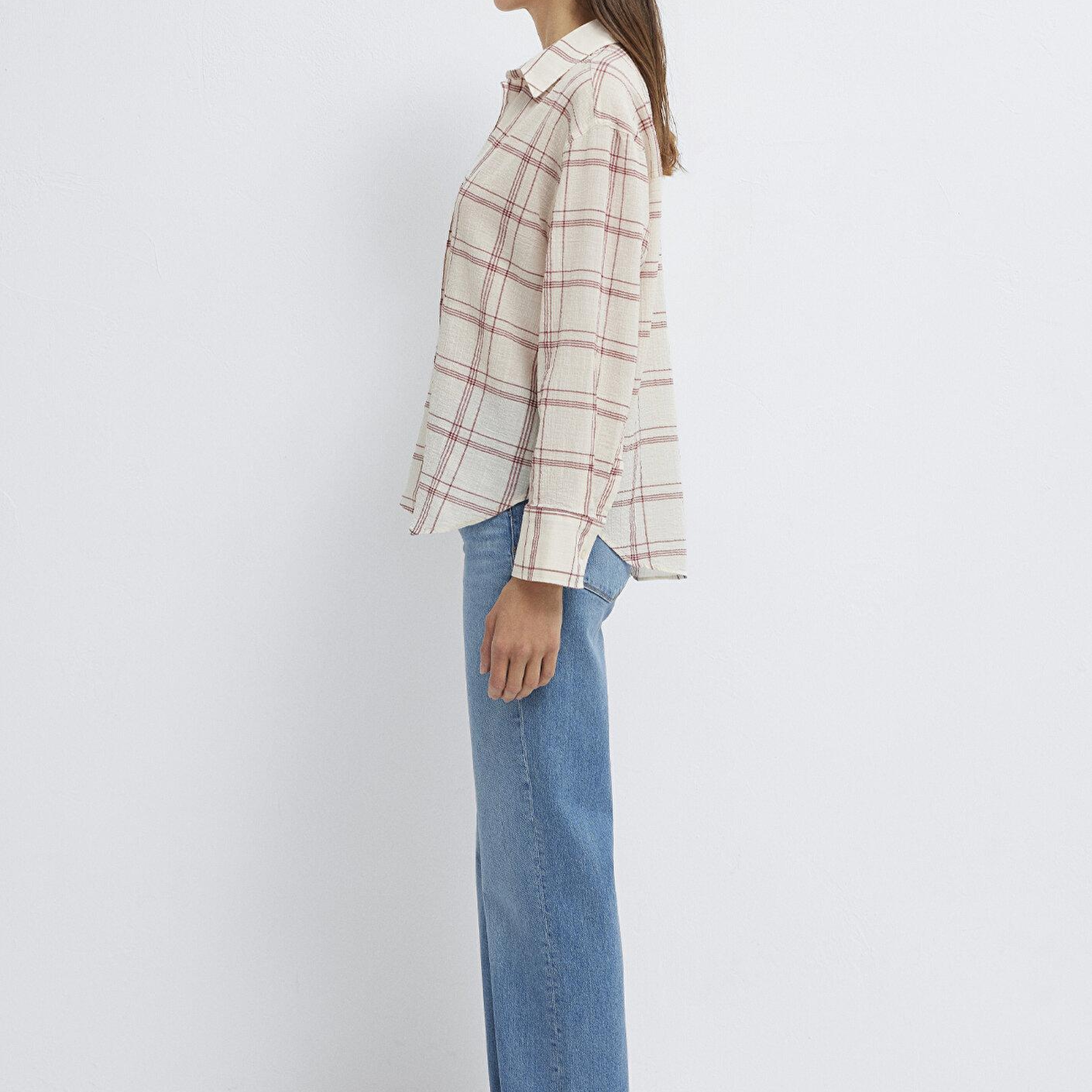 Mavi Kareli Gömlek Oversize / Geniş Kesim 1211543-83711