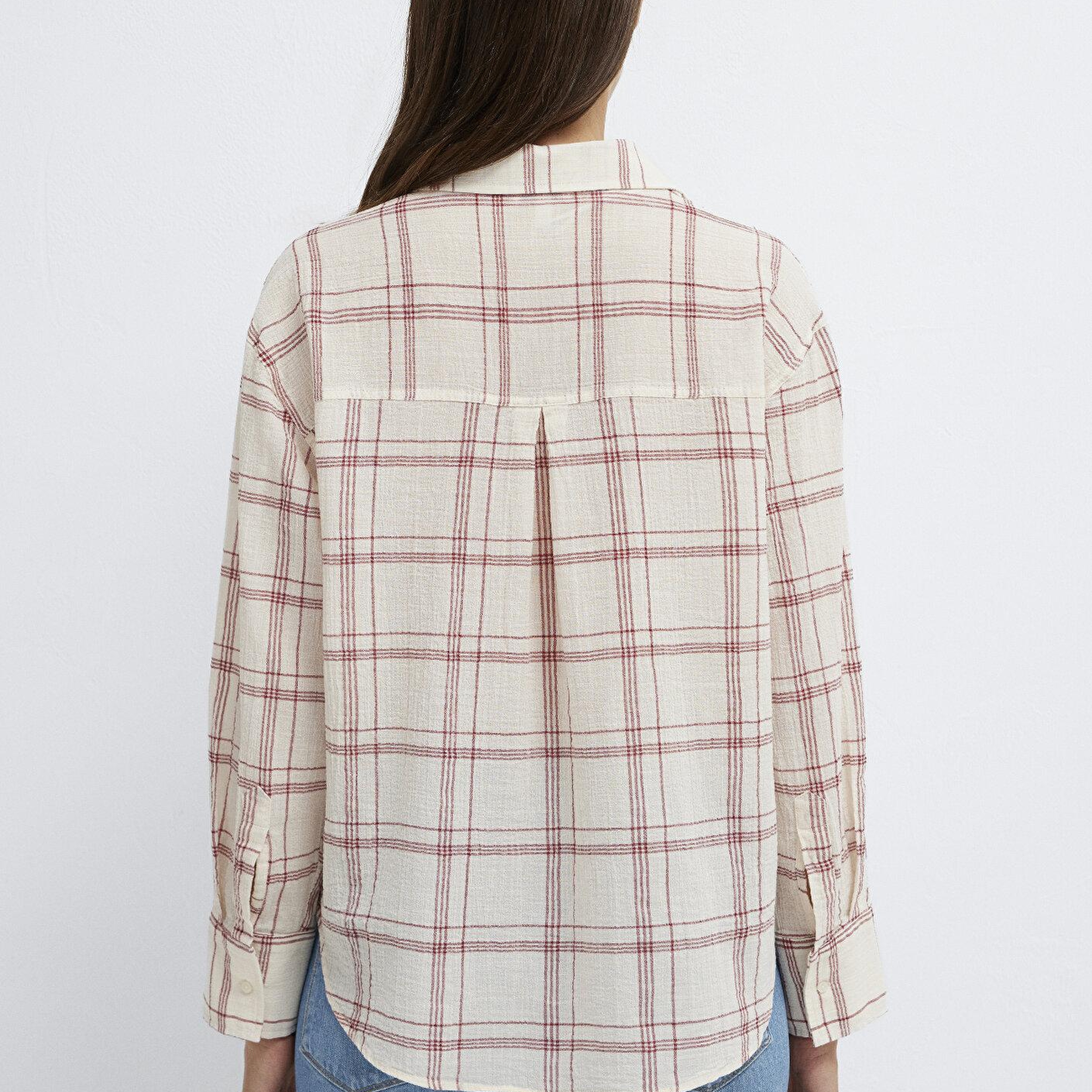 Mavi Kareli Gömlek Oversize / Geniş Kesim 1211543-83711