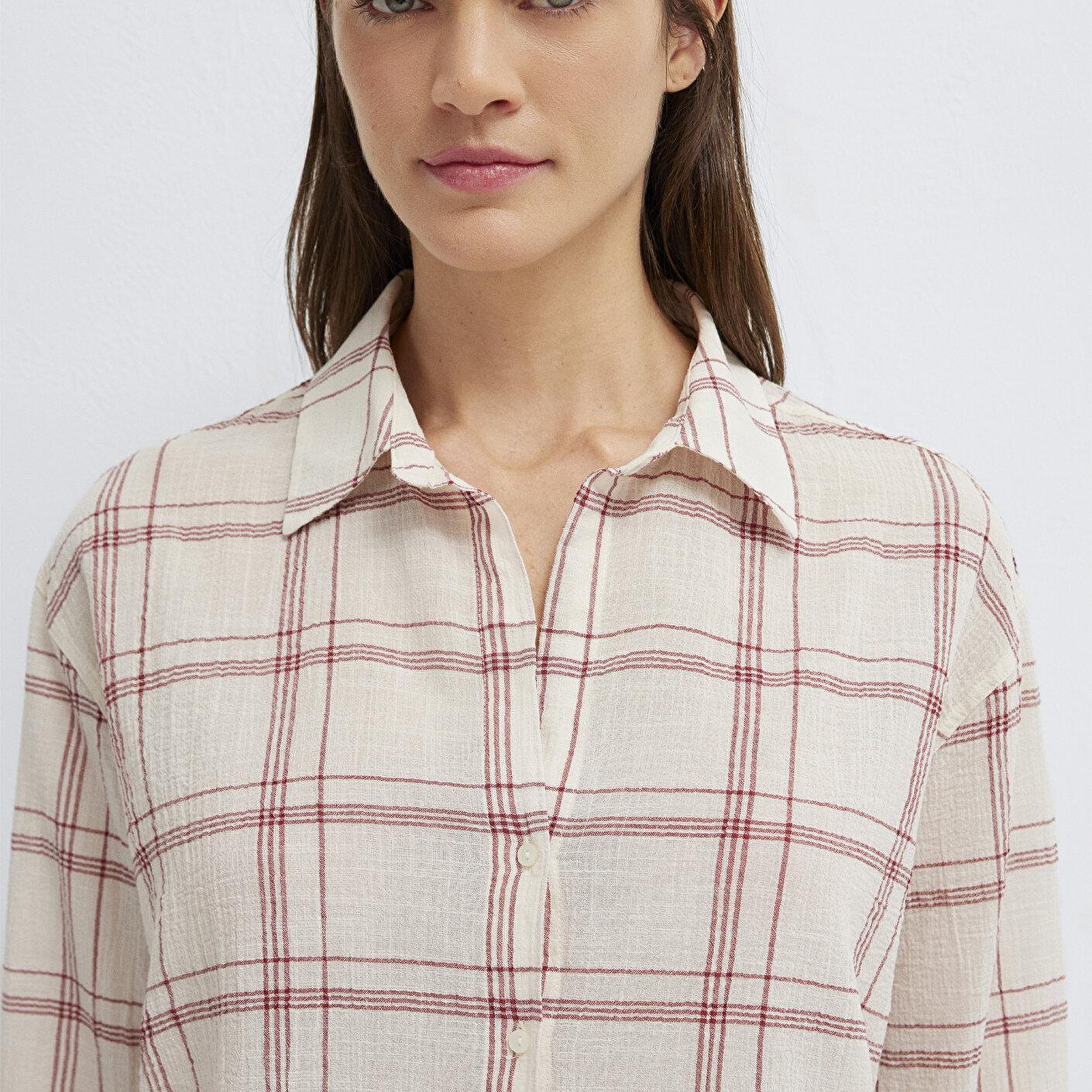 Mavi Kareli Gömlek Oversize / Geniş Kesim 1211543-83711