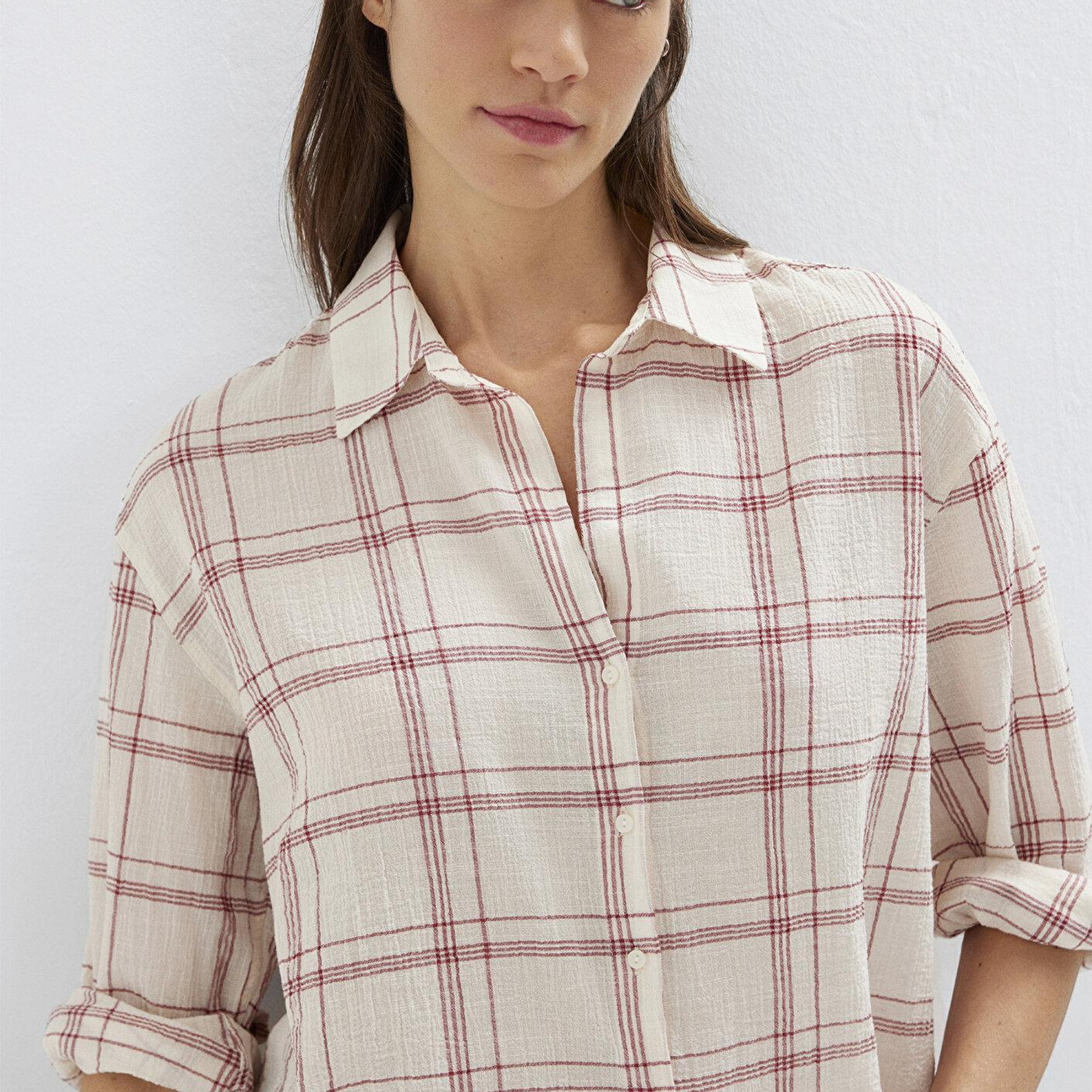 Mavi Kareli Gömlek Oversize / Geniş Kesim 1211543-83711
