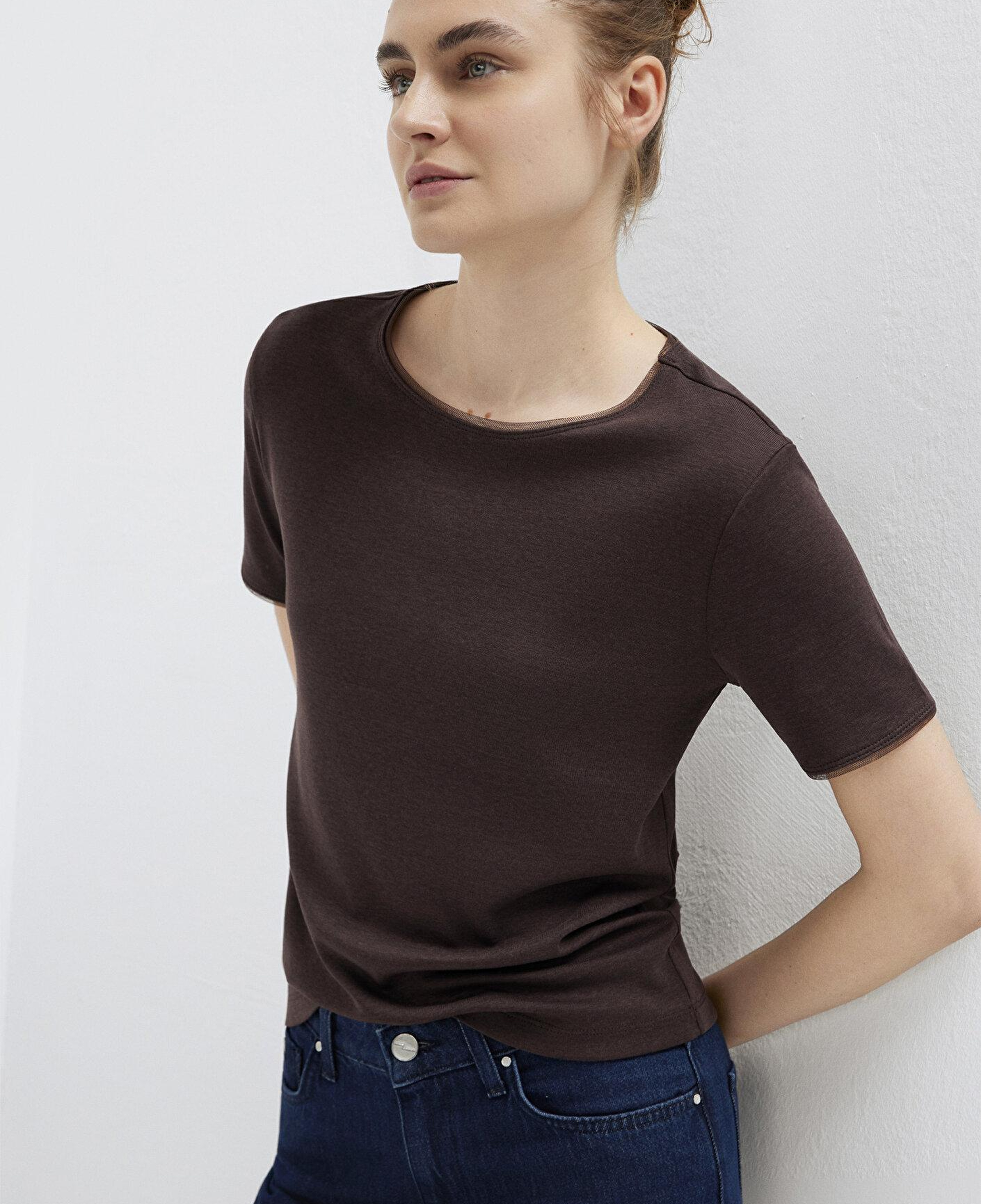 Mavi Kahverengi Tişört Slim Fit / Dar Kesim 1614112-70240