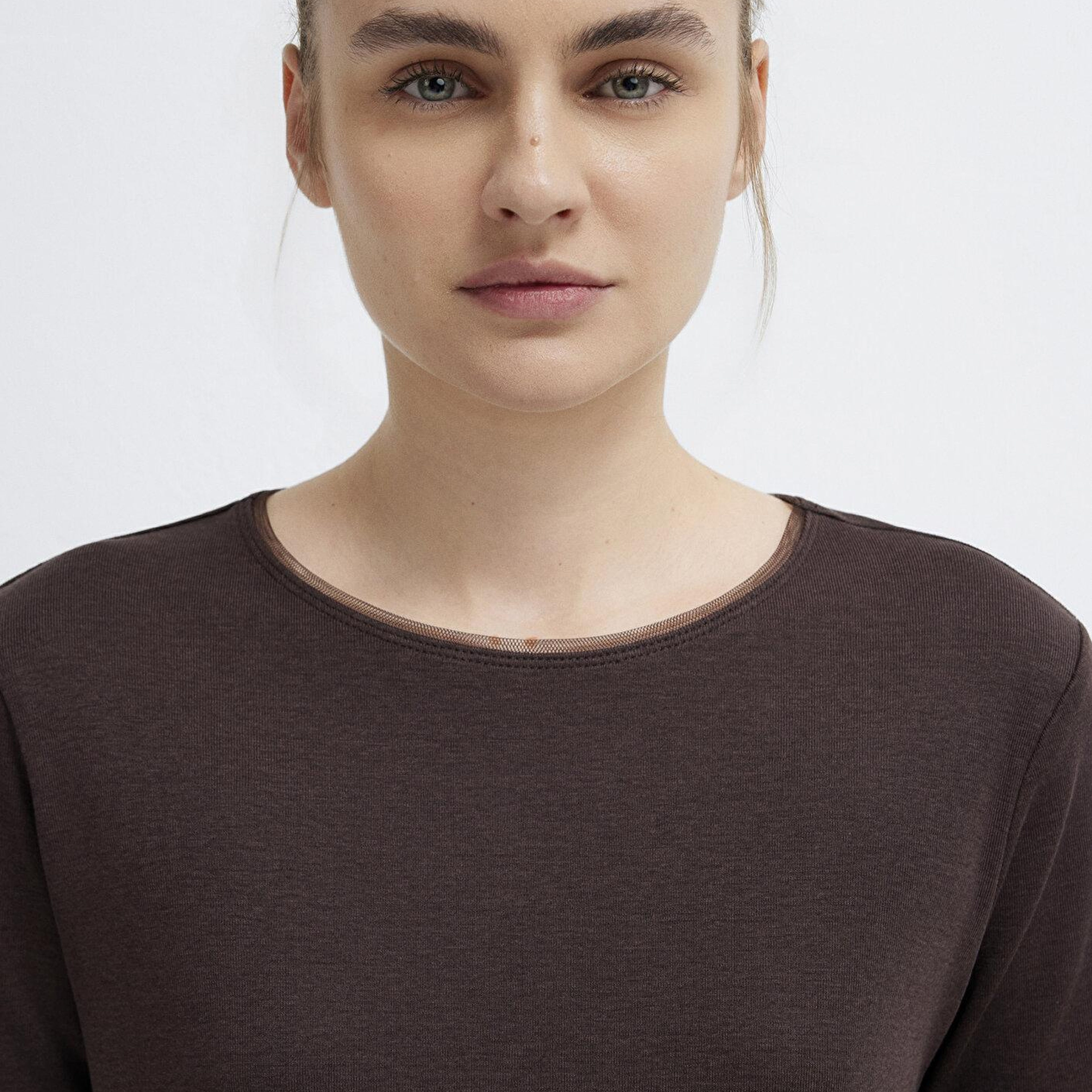 Mavi Kahverengi Tişört Slim Fit / Dar Kesim 1614112-70240