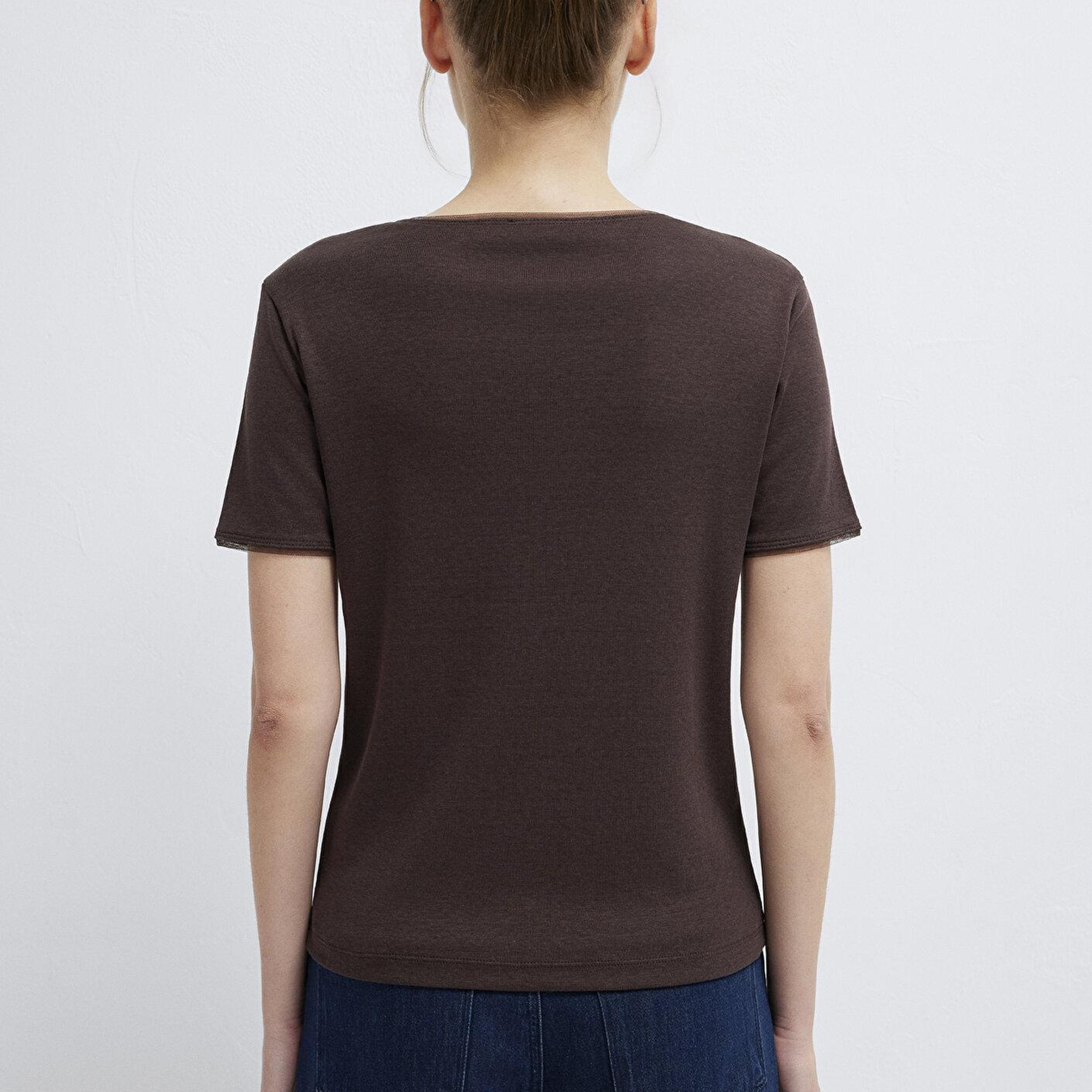 Mavi Kahverengi Tişört Slim Fit / Dar Kesim 1614112-70240