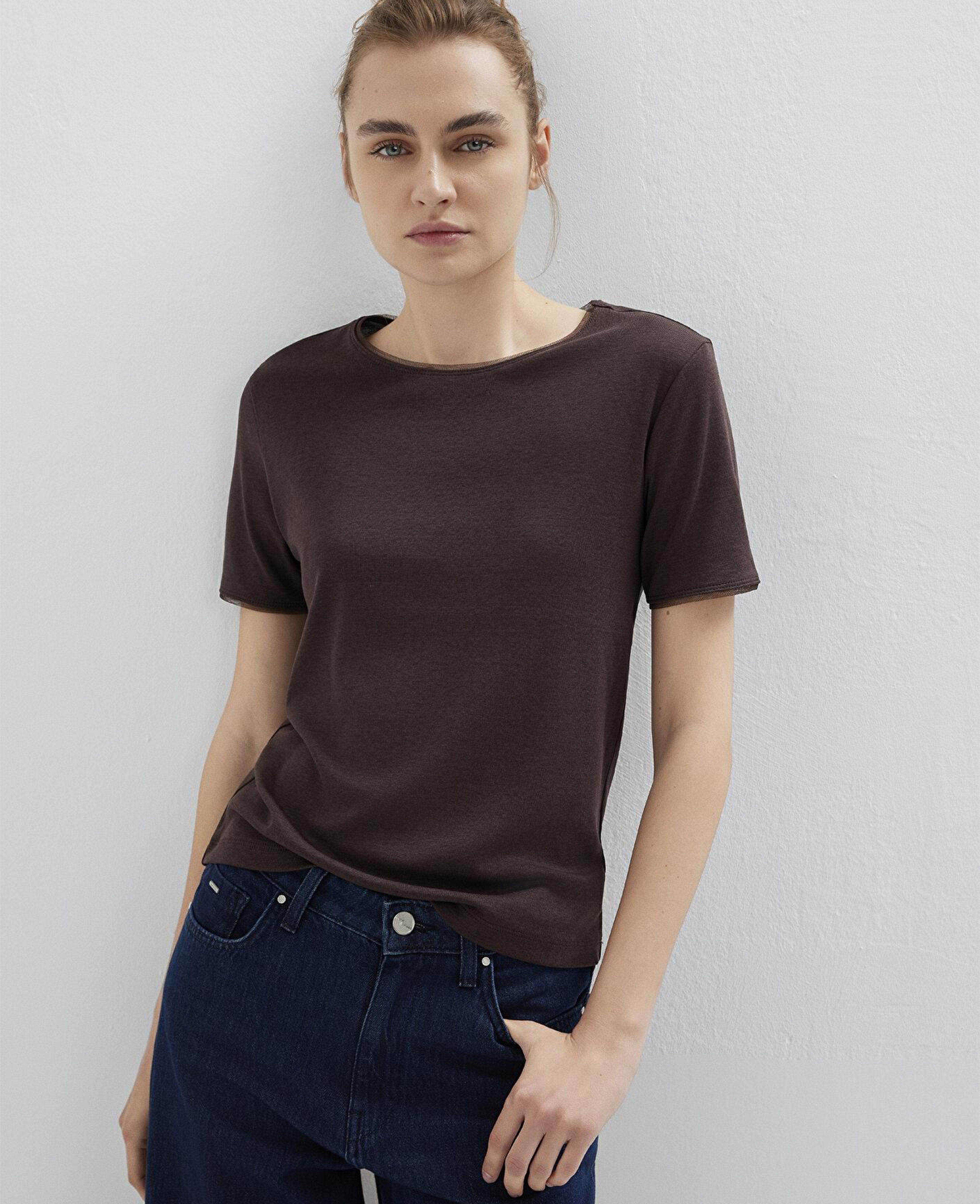 Mavi Kahverengi Tişört Slim Fit / Dar Kesim 1614112-70240