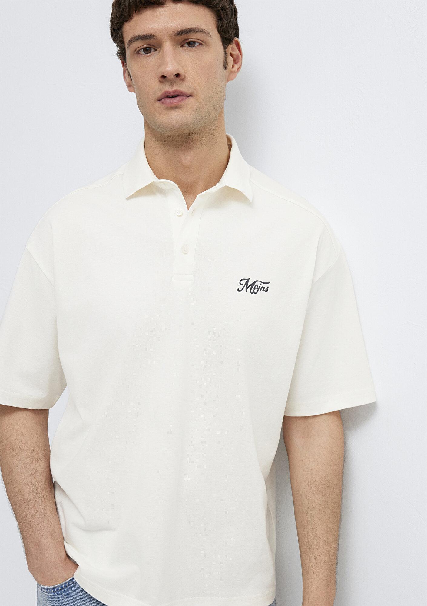 Mavi Ekru Tişört Oversize / Geniş Kesim 0613666-70057