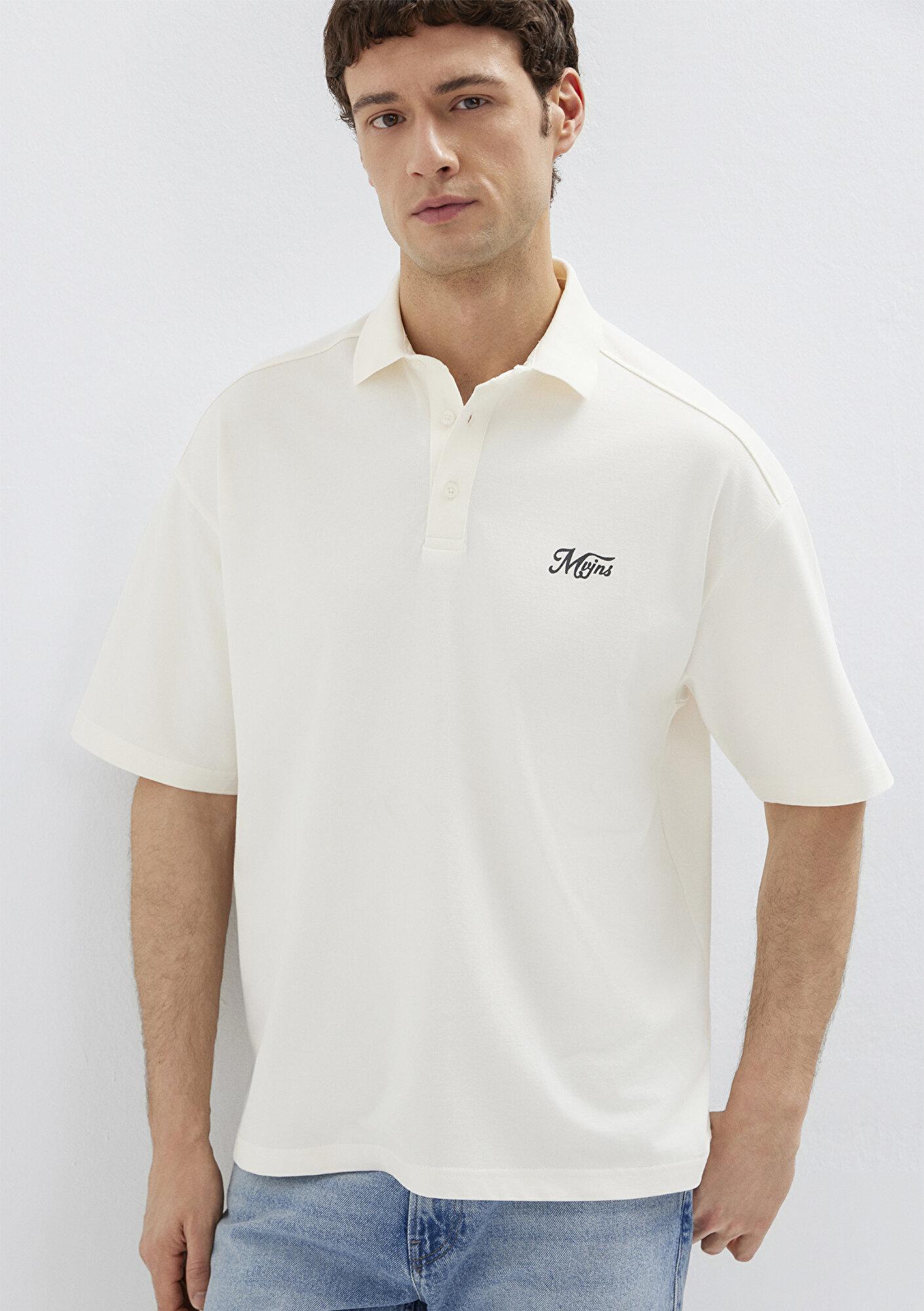 Mavi Ekru Tişört Oversize / Geniş Kesim 0613666-70057