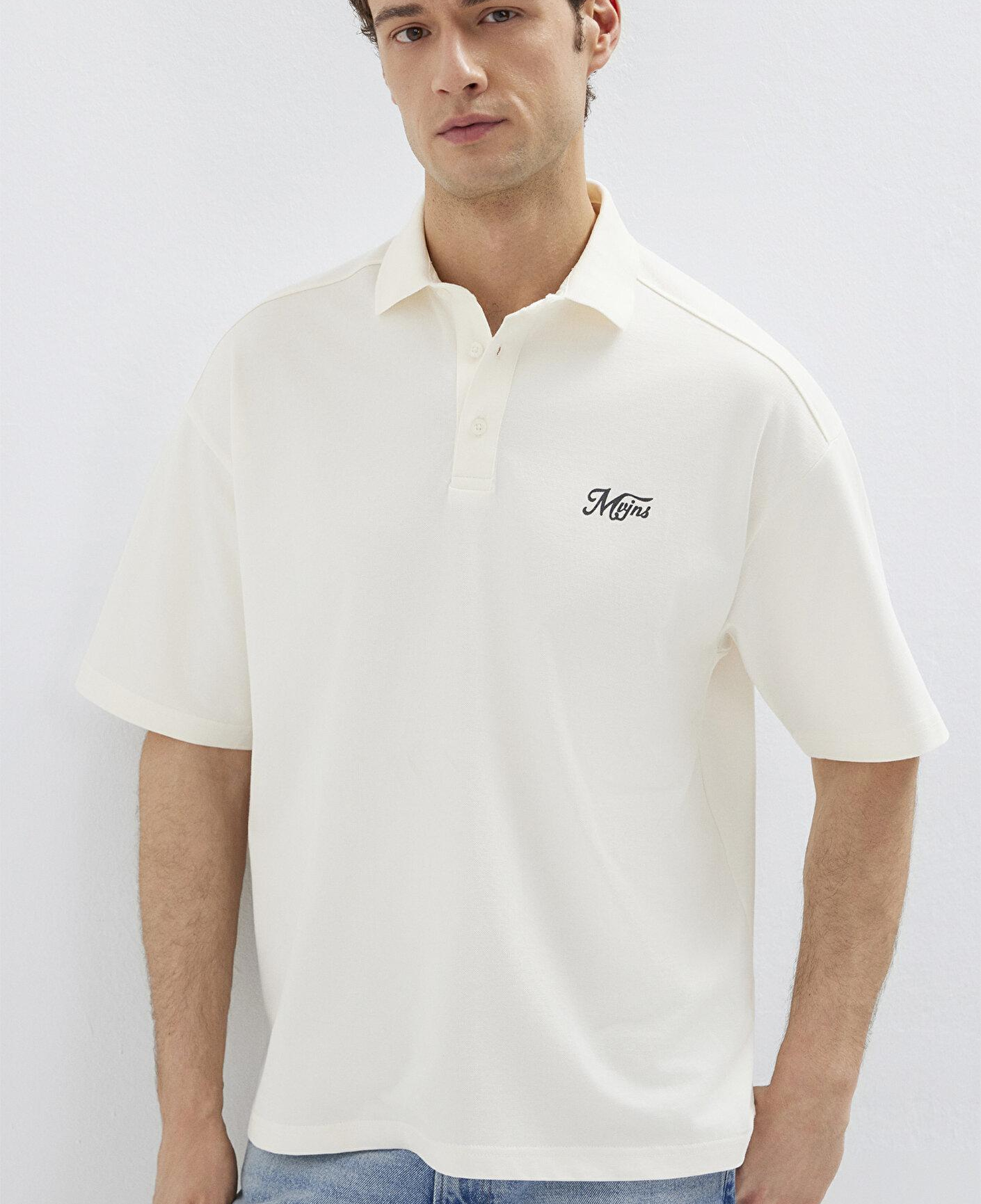 Mavi Ekru Tişört Oversize / Geniş Kesim 0613666-70057