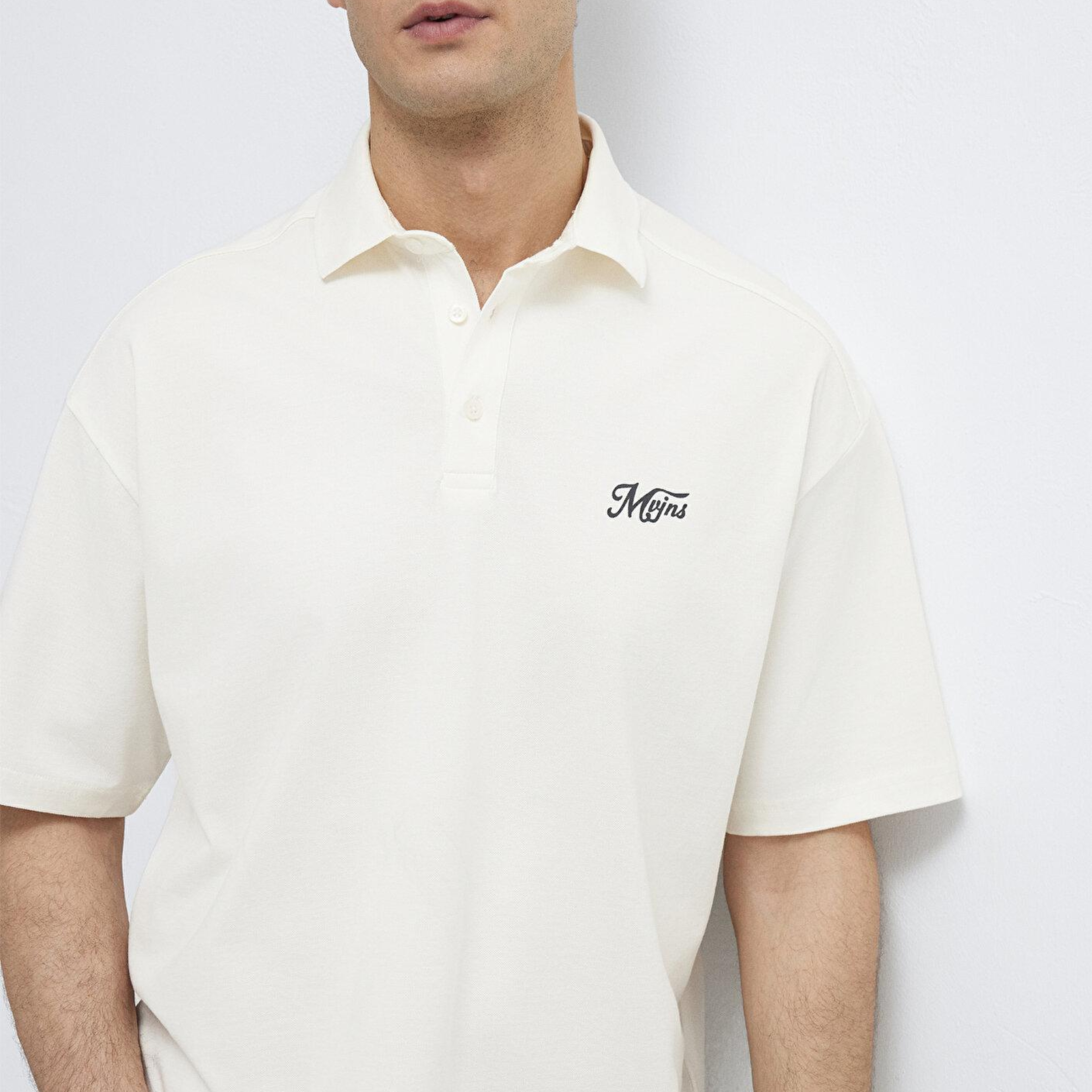 Mavi Ekru Tişört Oversize / Geniş Kesim 0613666-70057