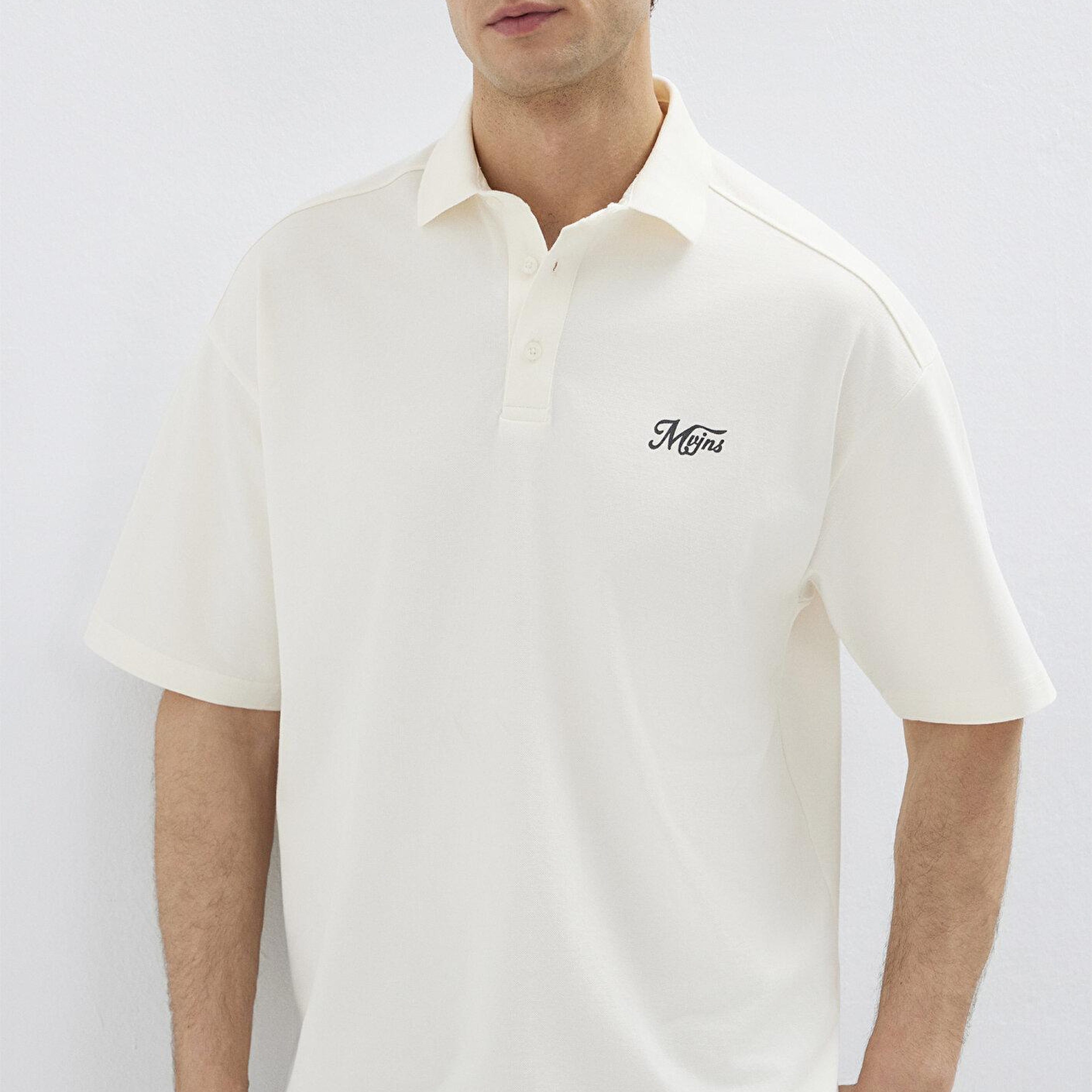 Mavi Ekru Tişört Oversize / Geniş Kesim 0613666-70057