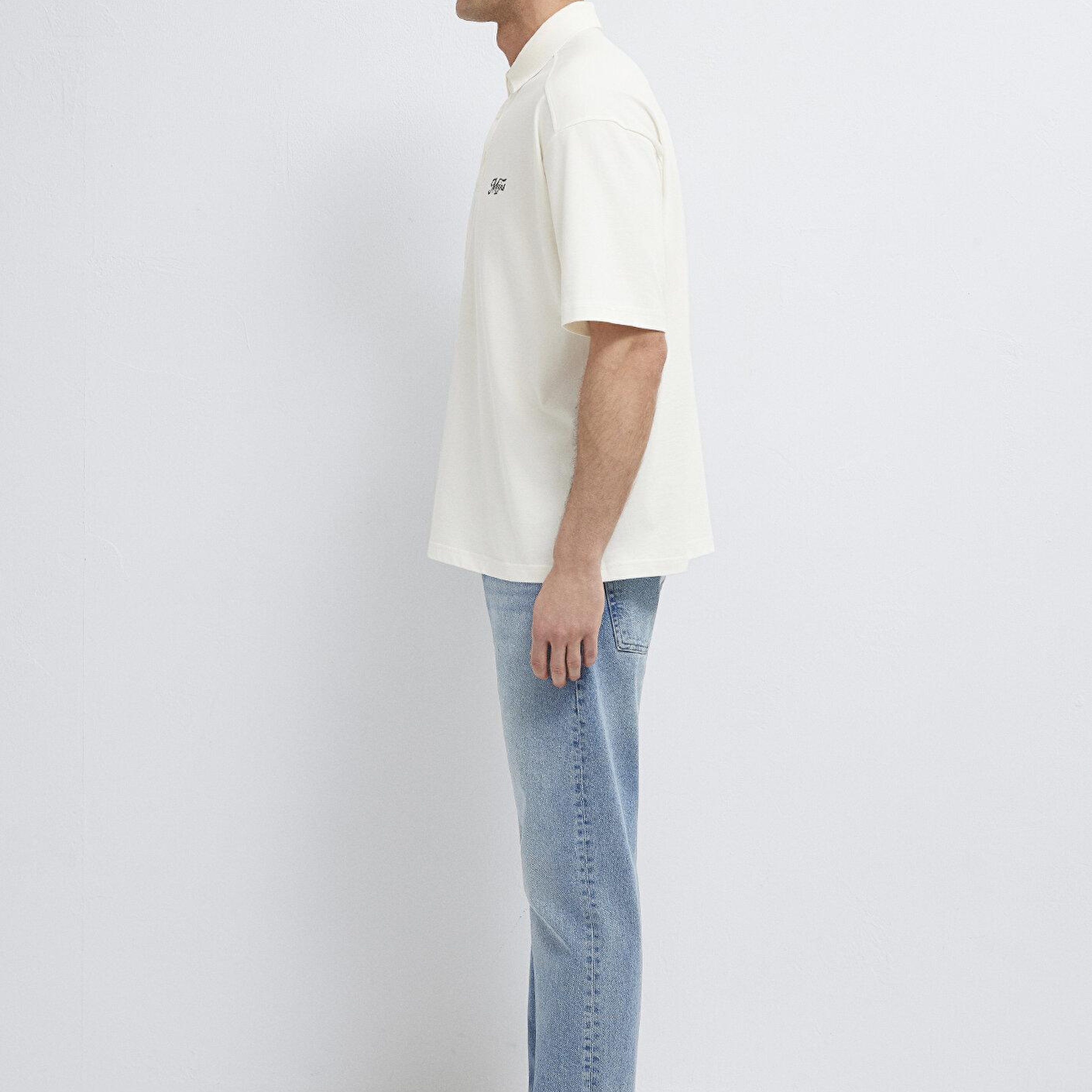 Mavi Ekru Tişört Oversize / Geniş Kesim 0613666-70057
