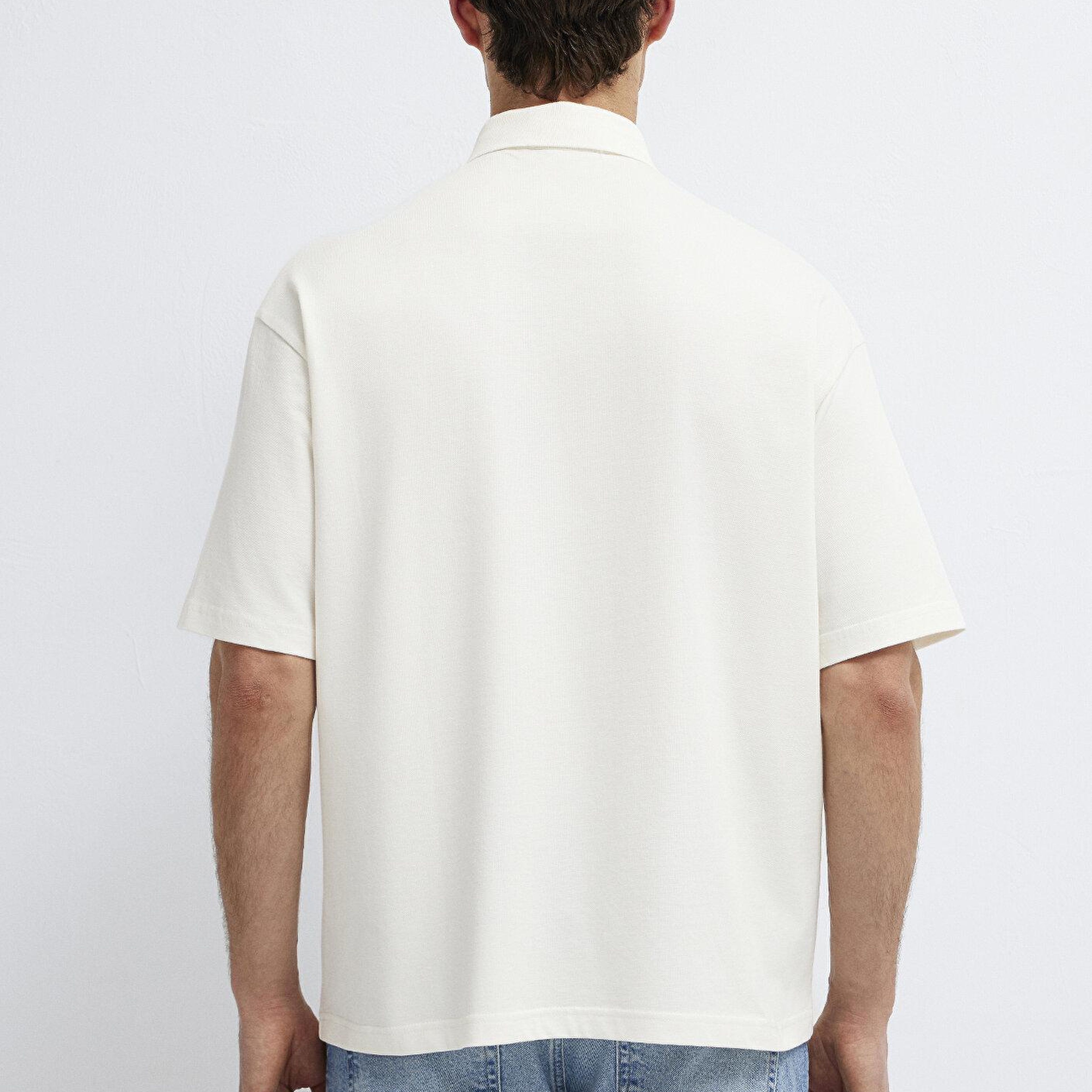 Mavi Ekru Tişört Oversize / Geniş Kesim 0613666-70057