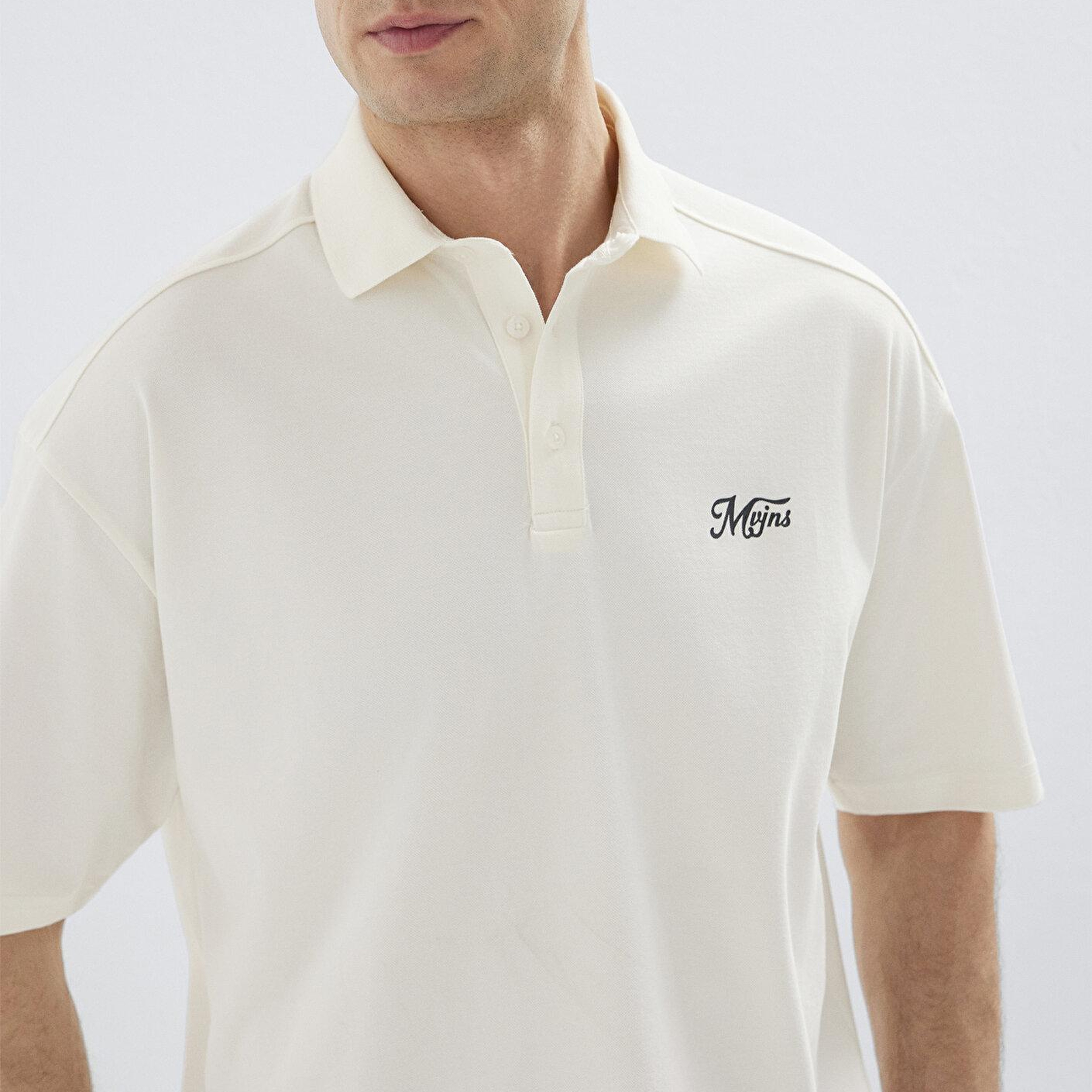 Mavi Ekru Tişört Oversize / Geniş Kesim 0613666-70057