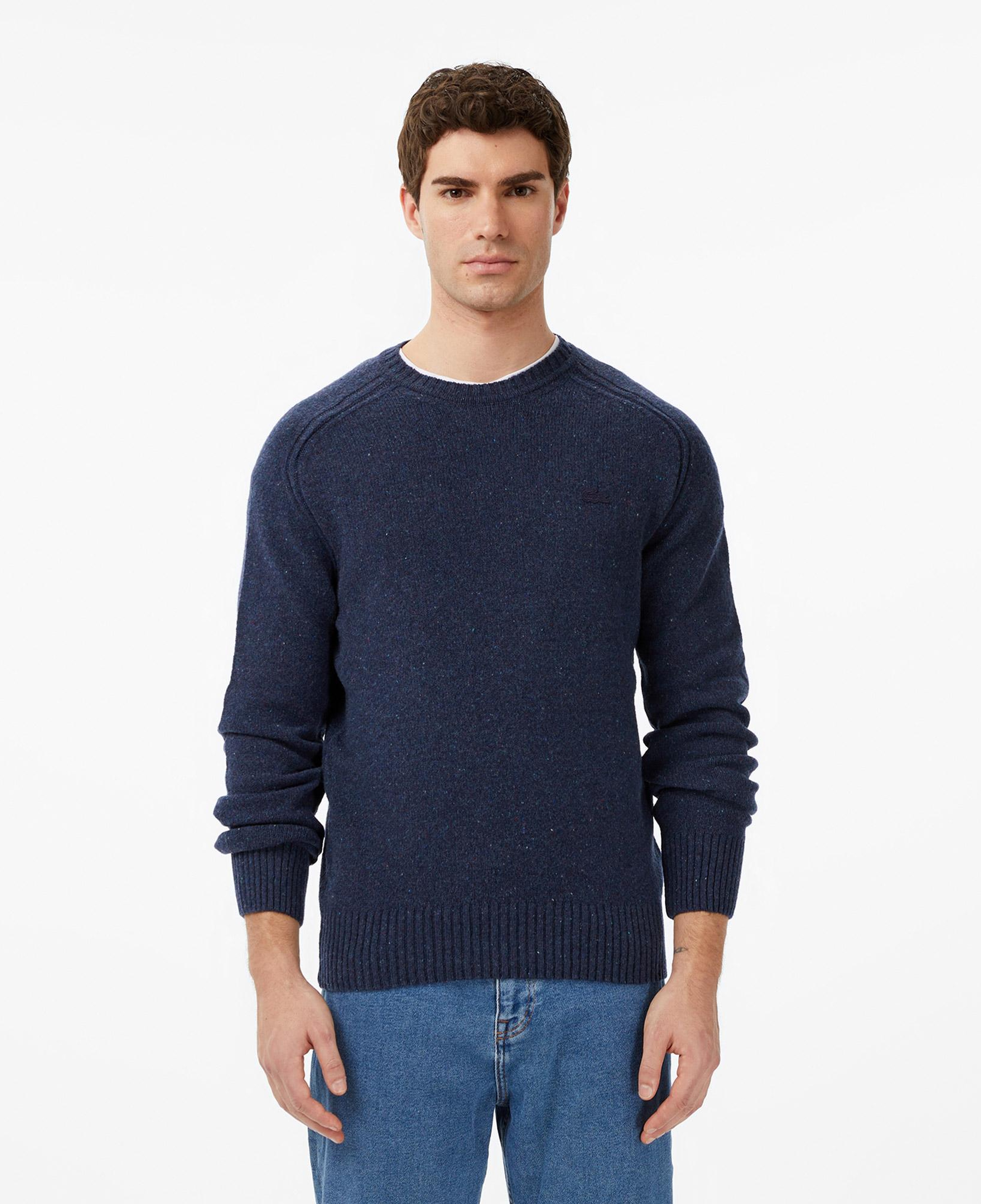 Lacoste Erkek Classic Fit Bisiklet Yaka Yün Lacivert Kazak