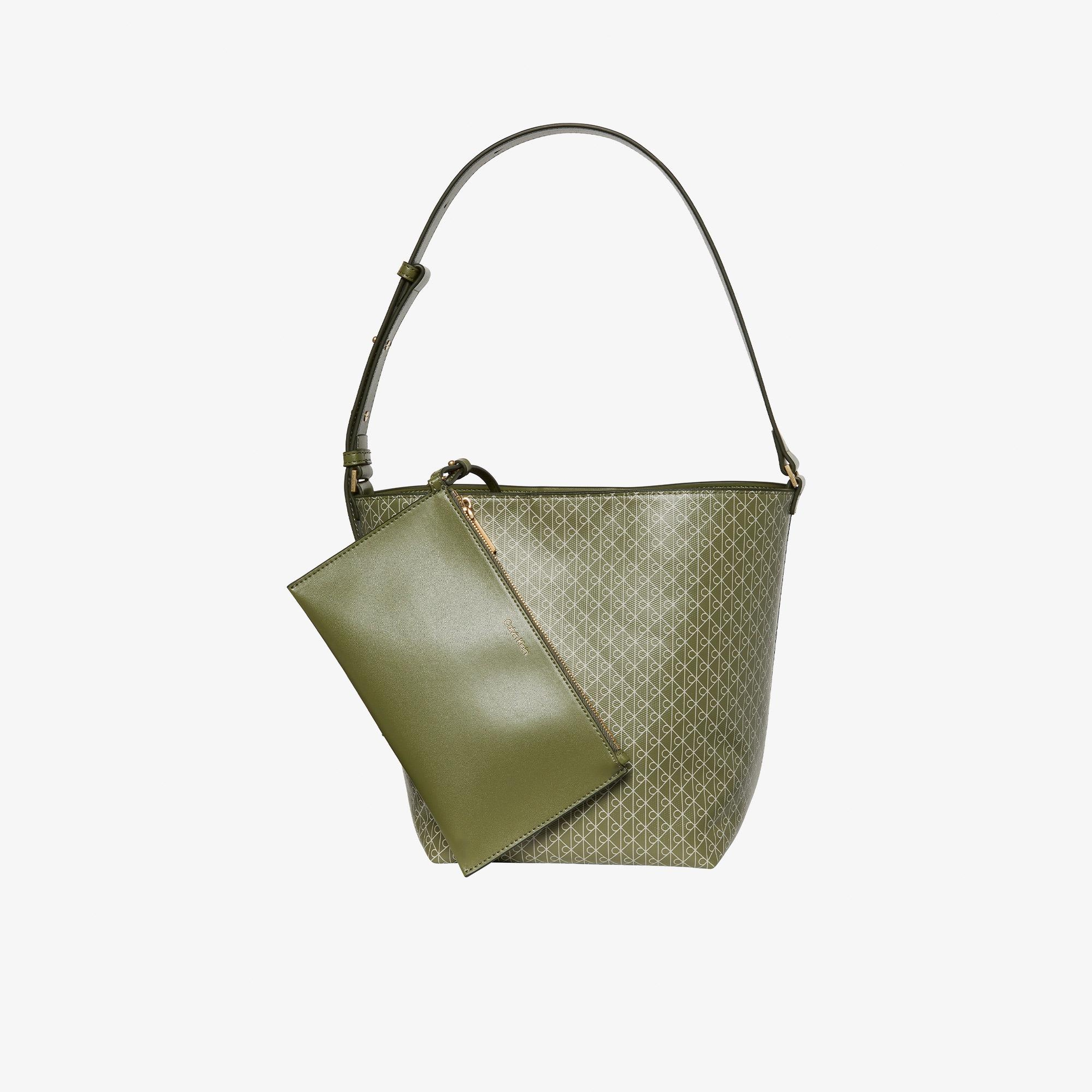 Calvin Klein Emblem Medium Bucket Kadın Yeşil El Çantası