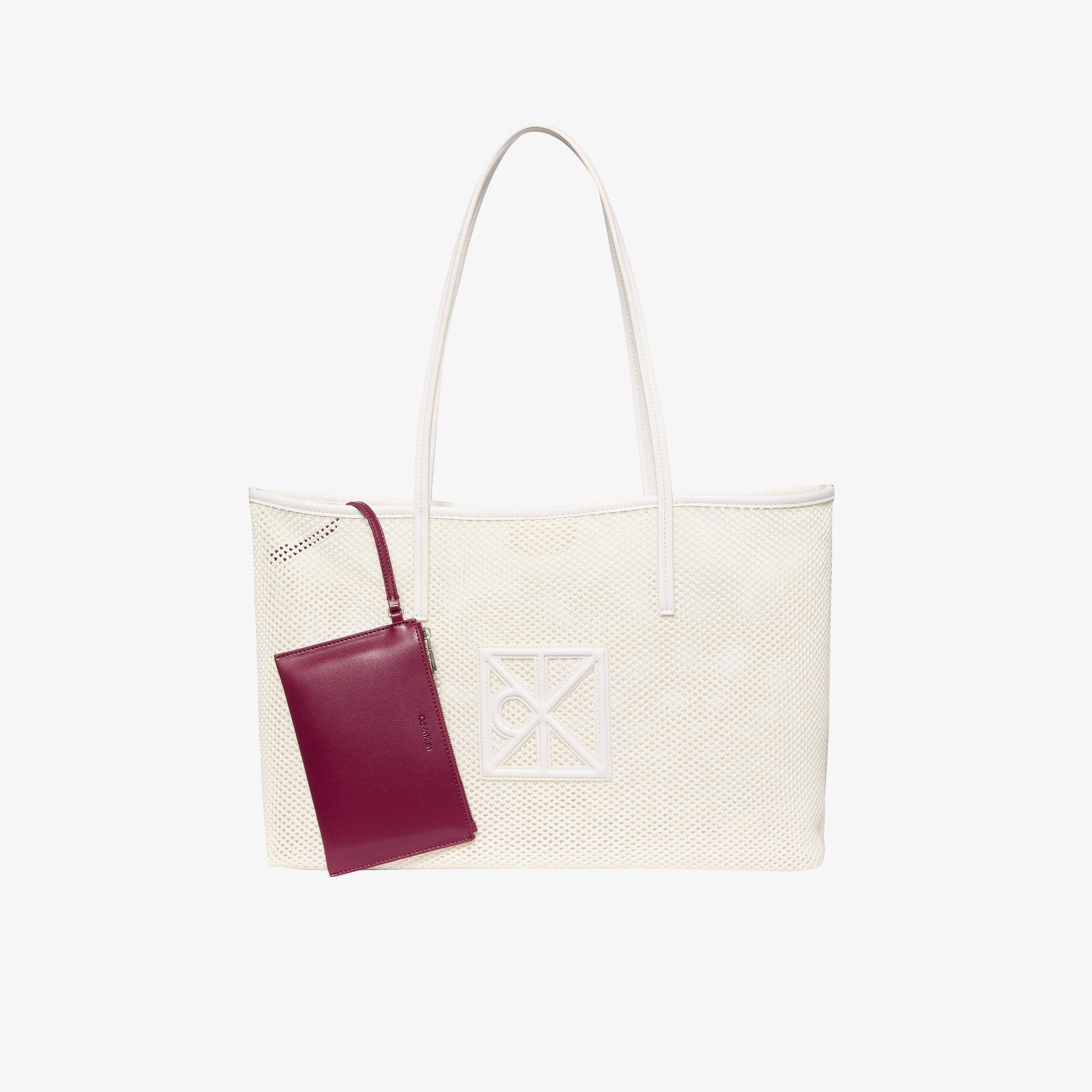 Calvin Klein Emblem Mesh Kadın Beyaz Tote Çanta