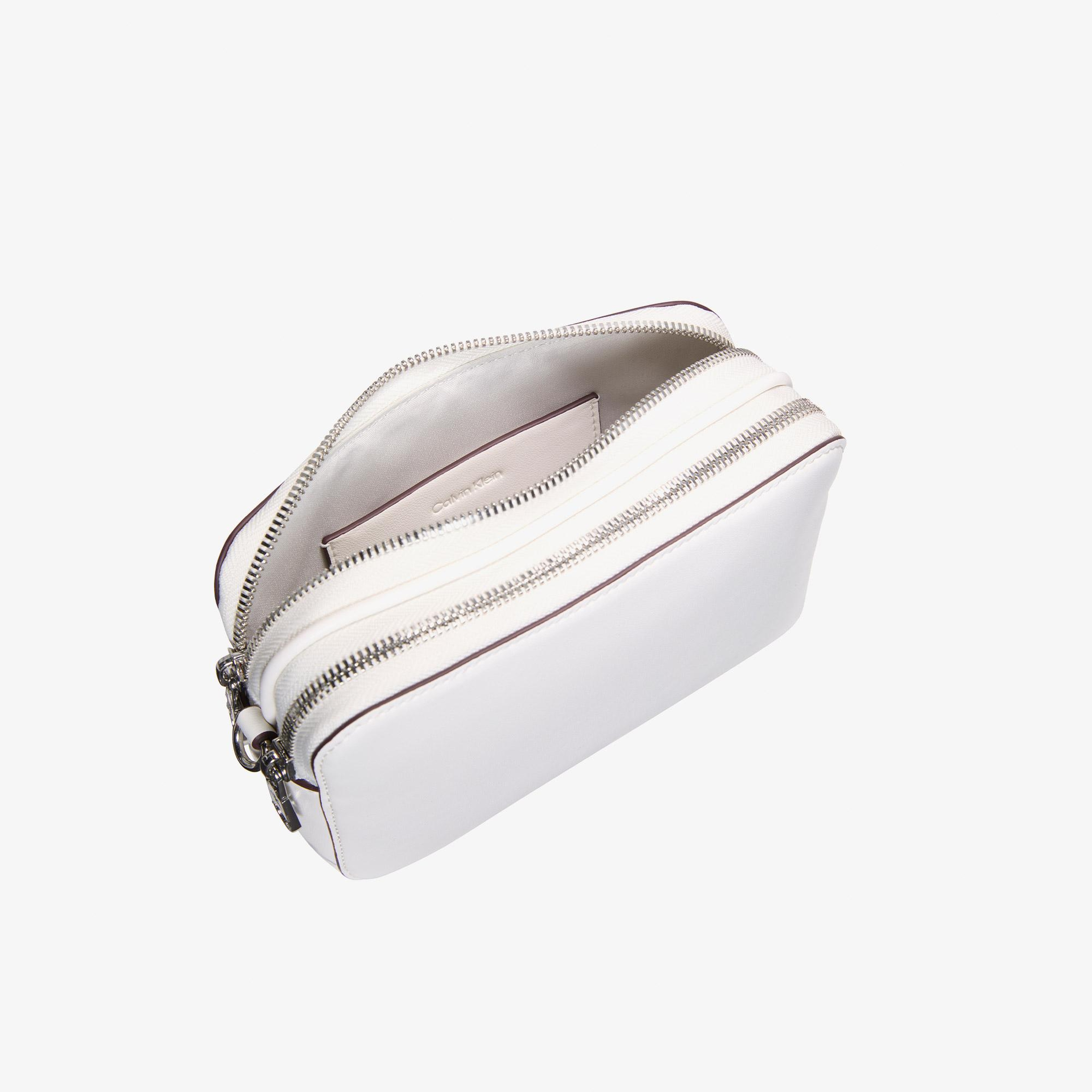 Calvin Klein Webbing Double Strap Camera Kadın Beyaz Çapraz Çanta