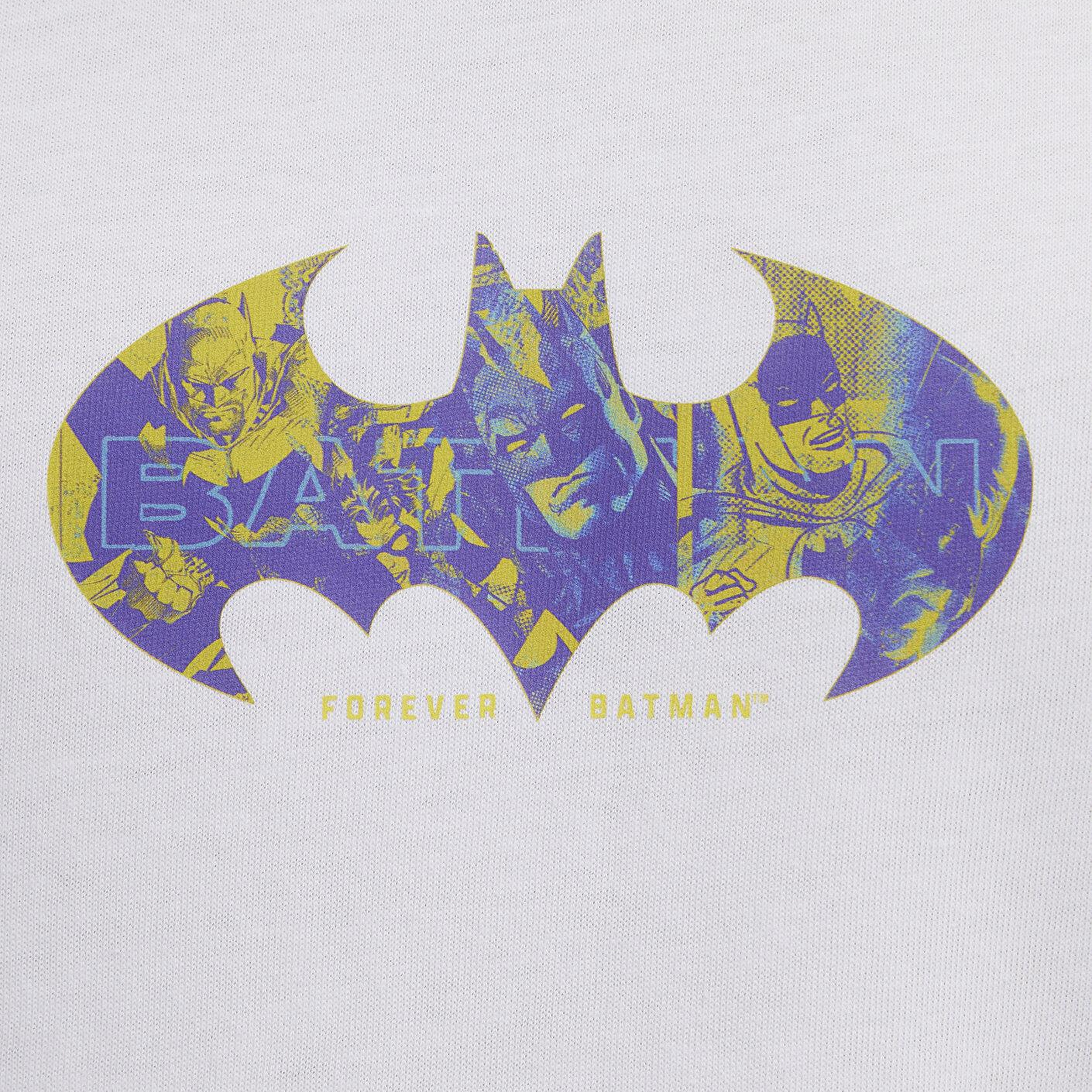 Mavi Batman Baskılı Beyaz Tişört Loose Fit / Bol Rahat Kesim 0613204-620