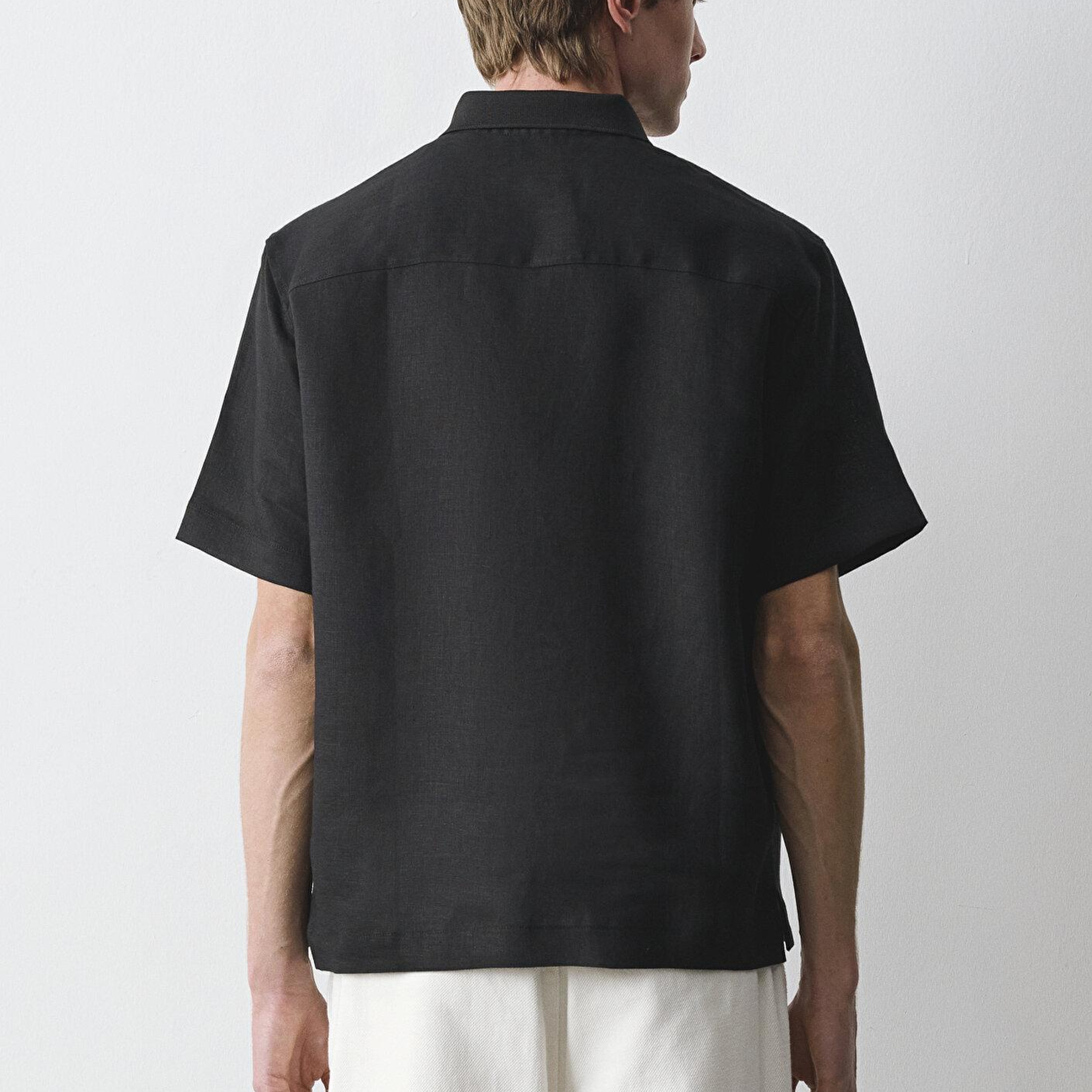 Mavi Mavi Black Siyah Keten Gömlek Loose Fit / Bol Rahat Kesim 0211964-900
