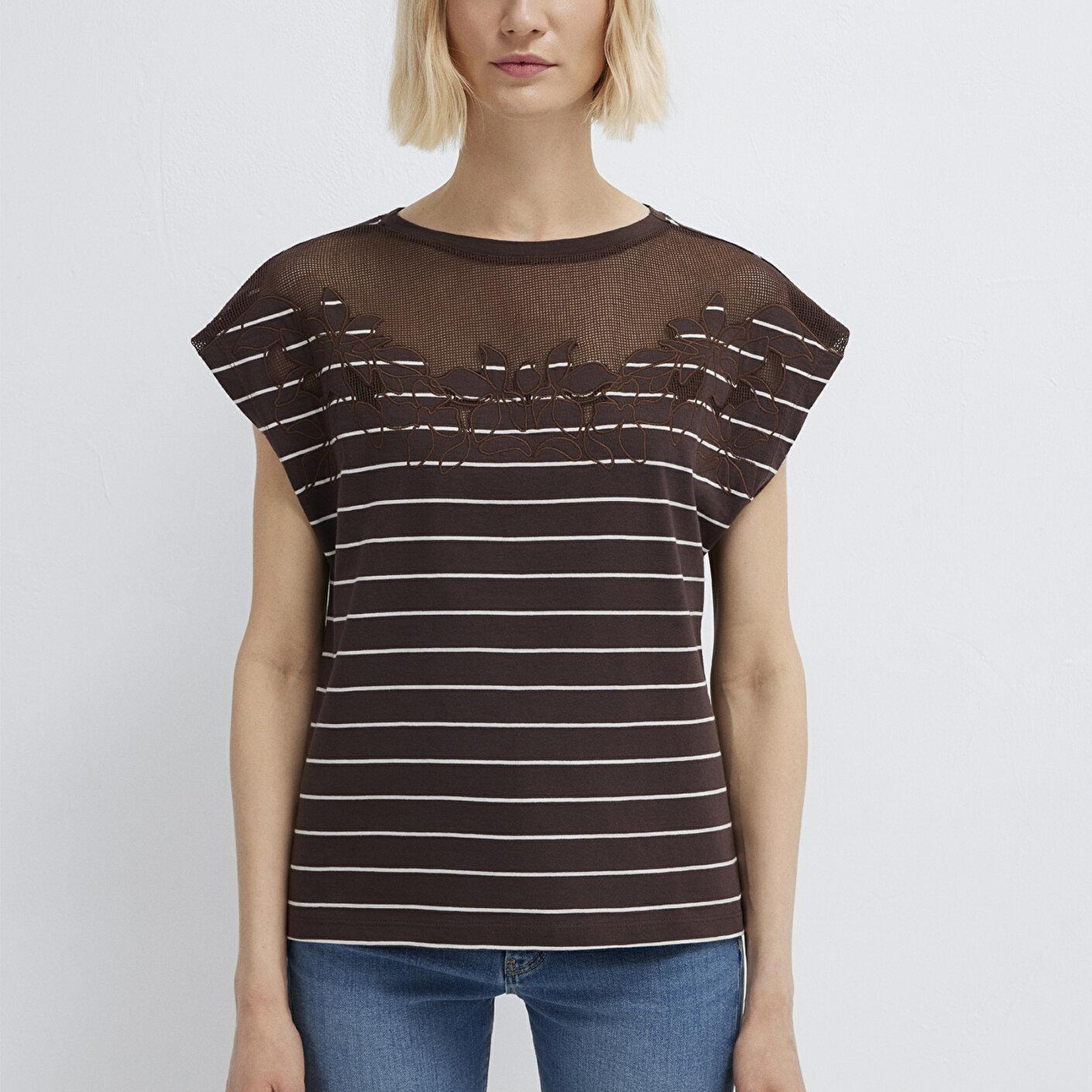 Mavi Çizgili Tişört Regular Fit / Normal Kesim 1613968-85617