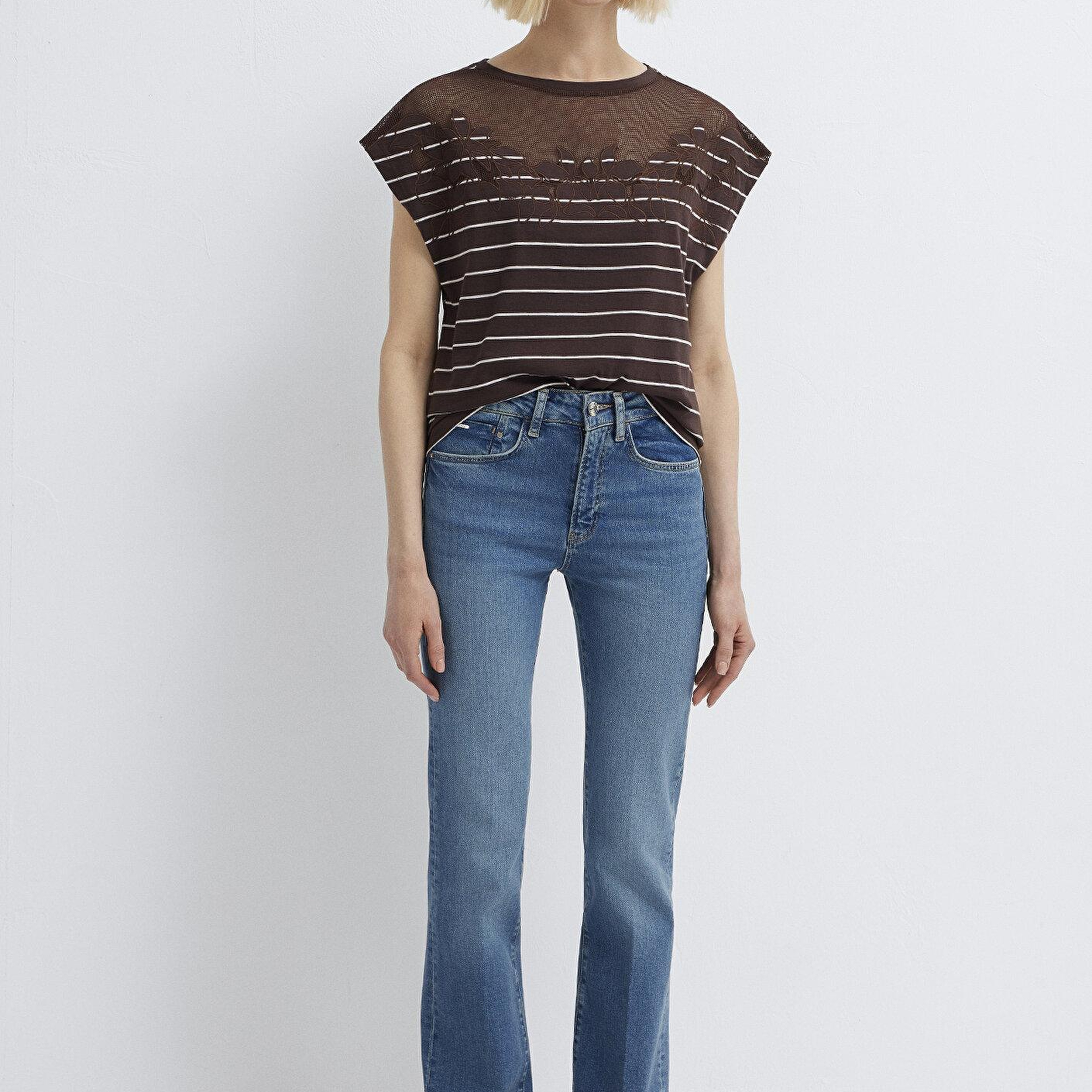 Mavi Çizgili Tişört Regular Fit / Normal Kesim 1613968-85617