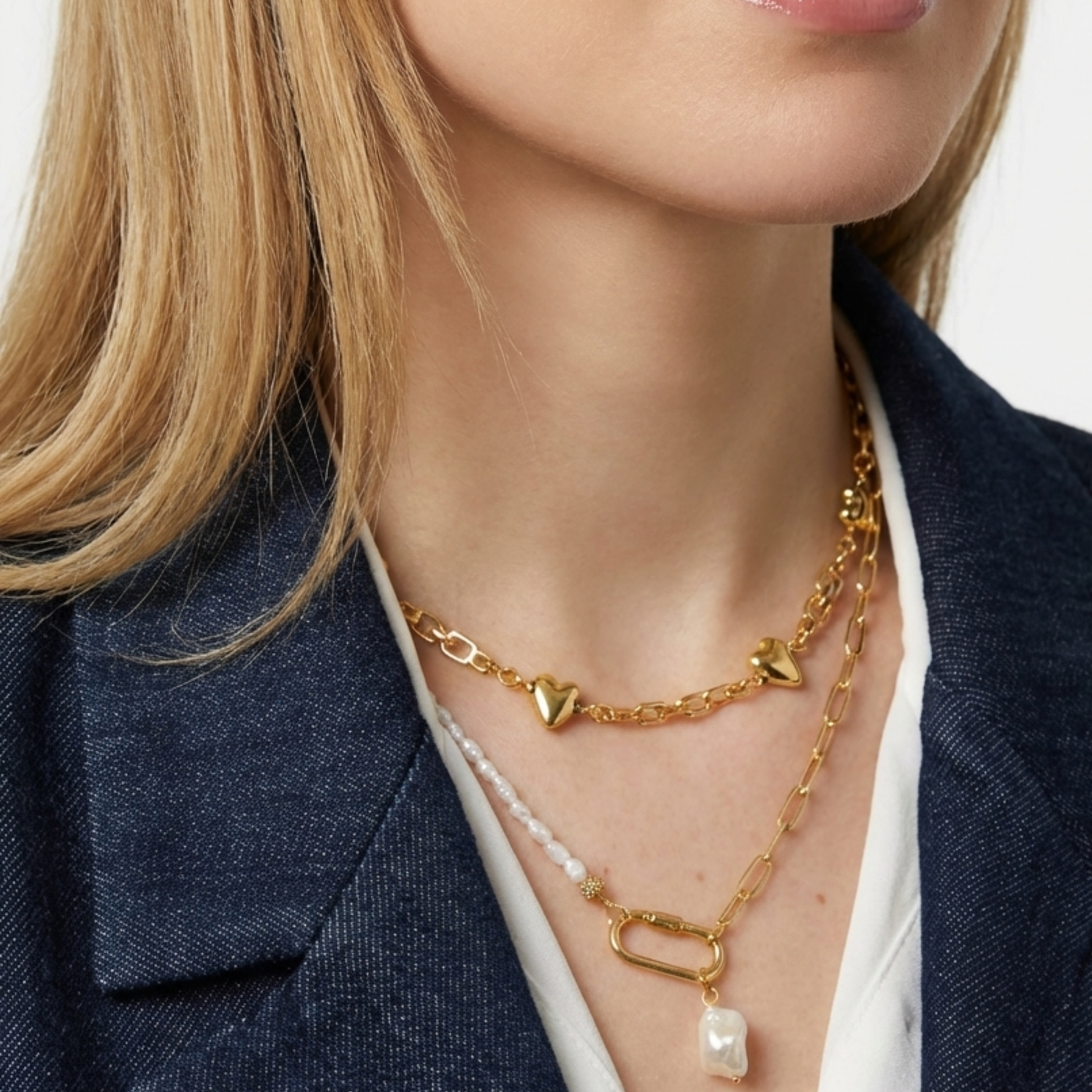 BERRİN ÖZKAN GOLDEN LINK KALP KADIN KOLYE