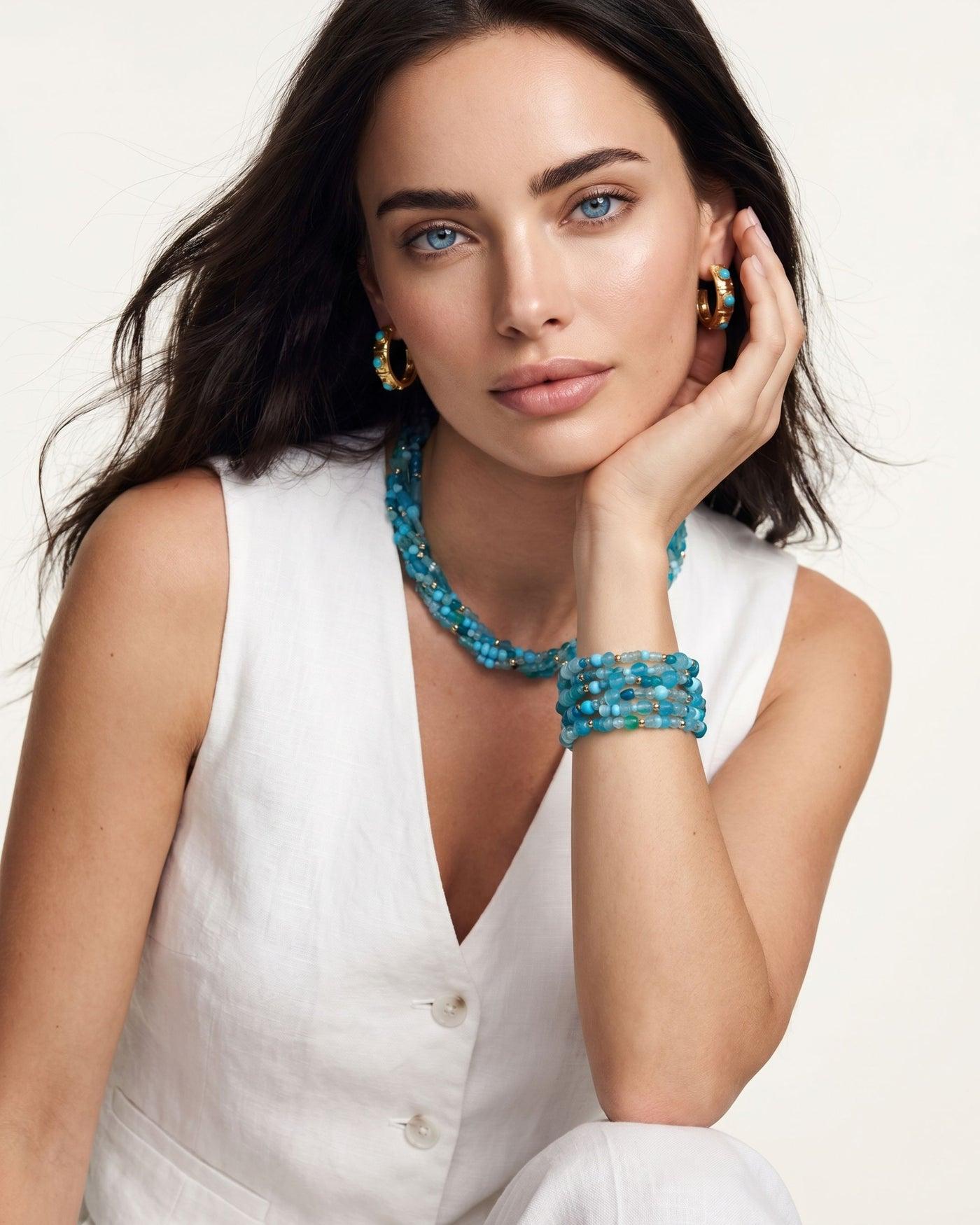BERRİN ÖZKAN GYPSET OCEAN MAVİ DOĞAL TAŞ KADIN KOLYE