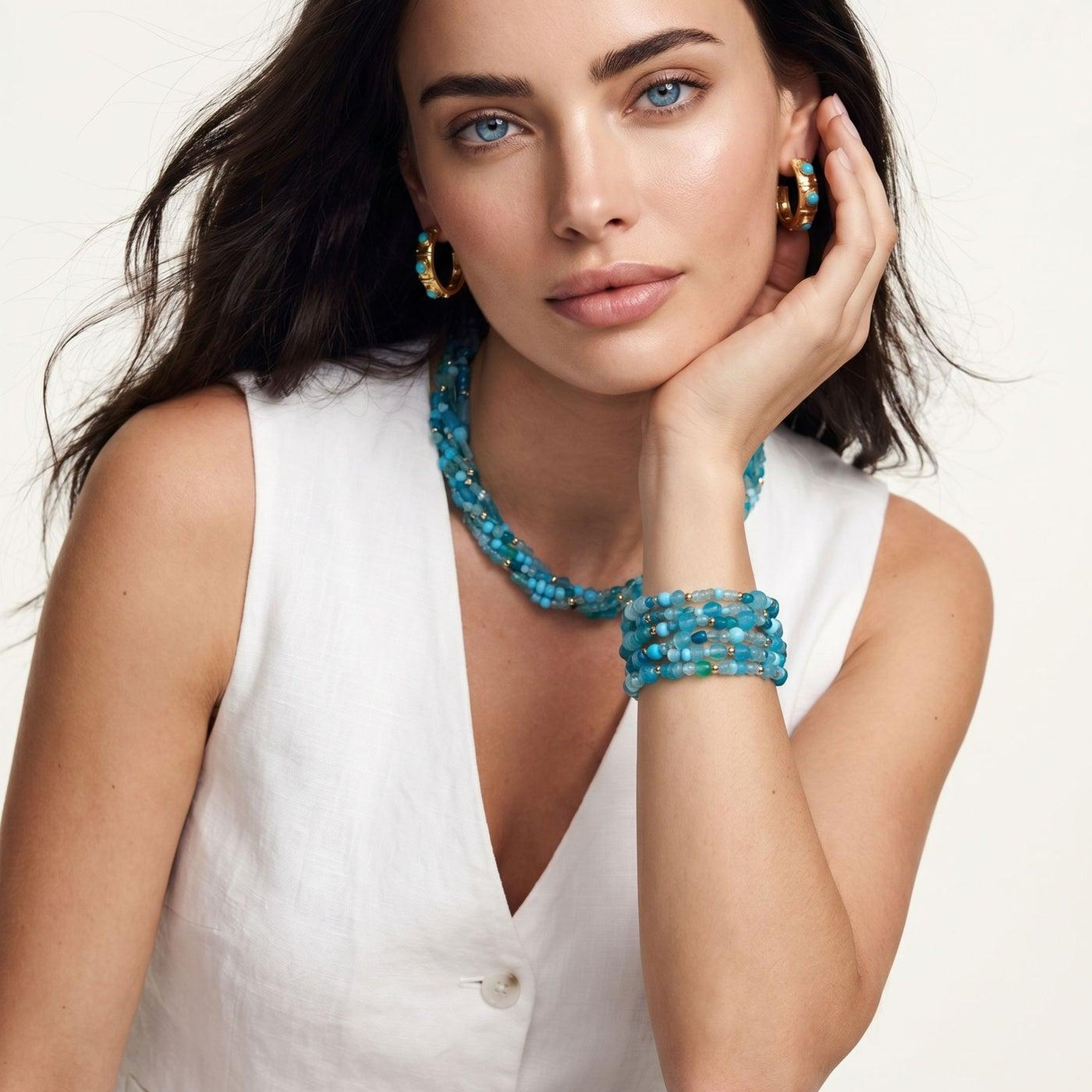 BERRİN ÖZKAN GYPSET OCEAN MAVİ DOĞAL TAŞ KADIN BİLEKLİK