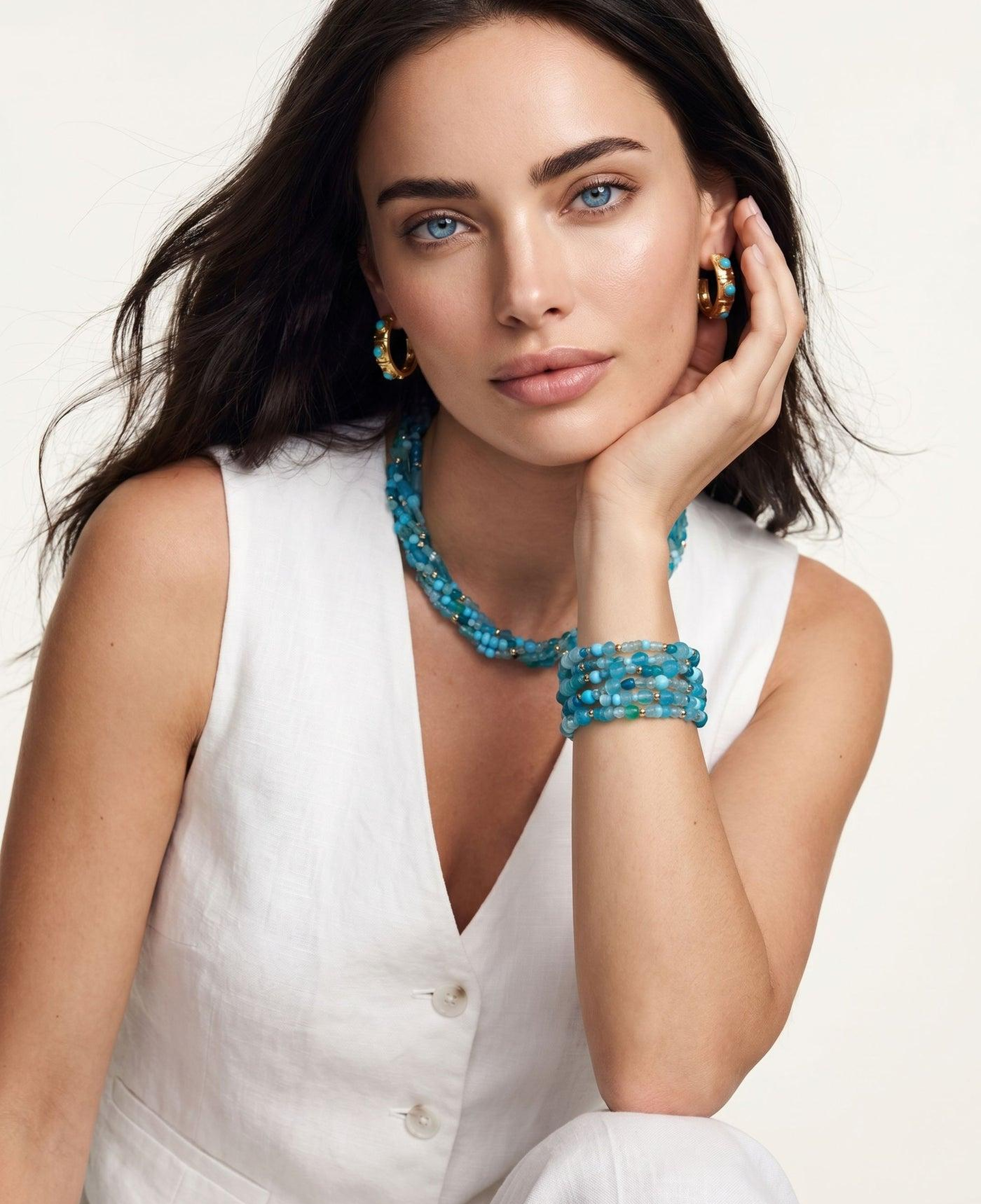 BERRİN ÖZKAN GYPSET OCEAN MAVİ DOĞAL TAŞ KADIN BİLEKLİK