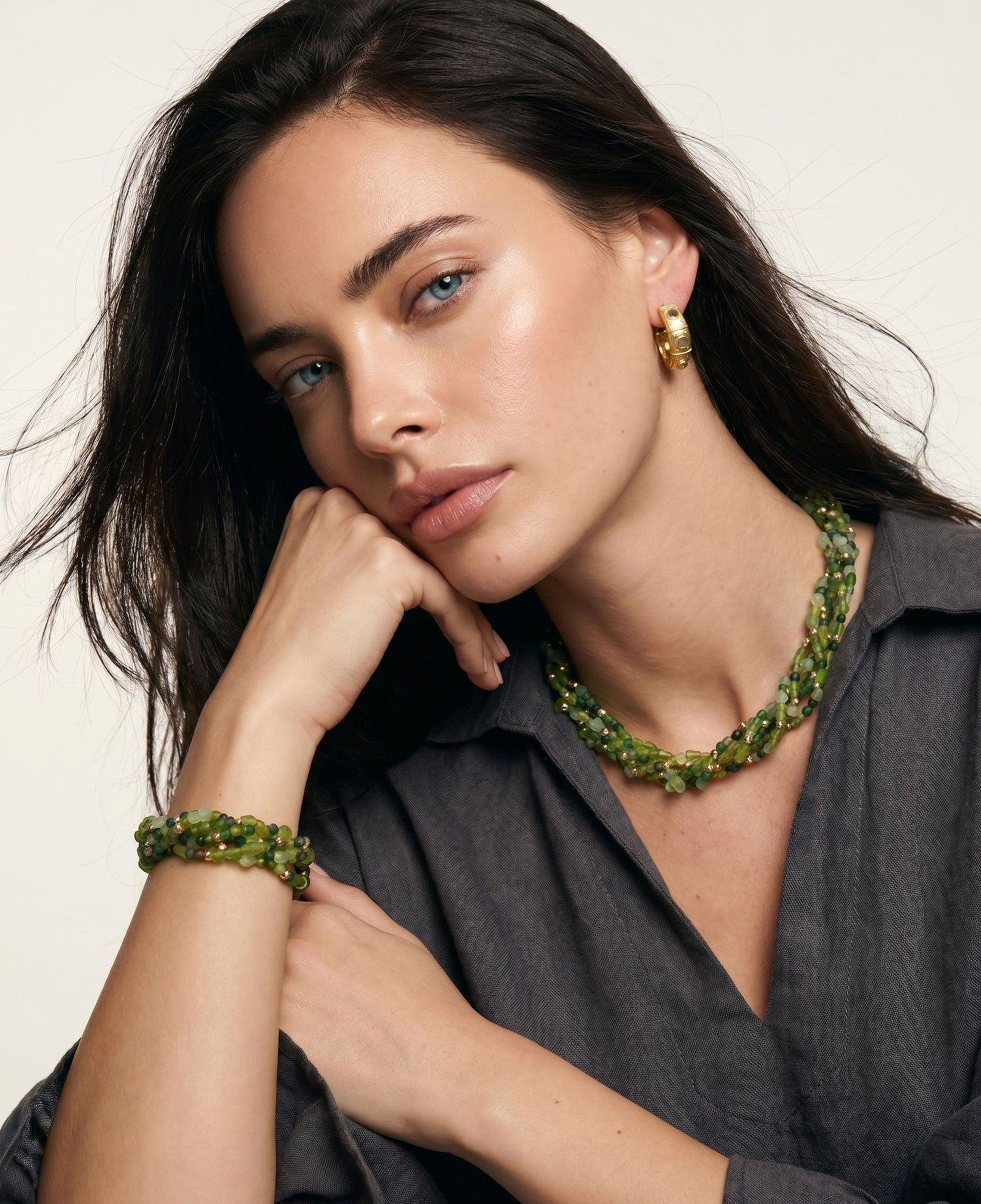 BERRİN ÖZKAN GYPSET PALM YEŞİL DOĞAL TAŞ KADIN KOLYE