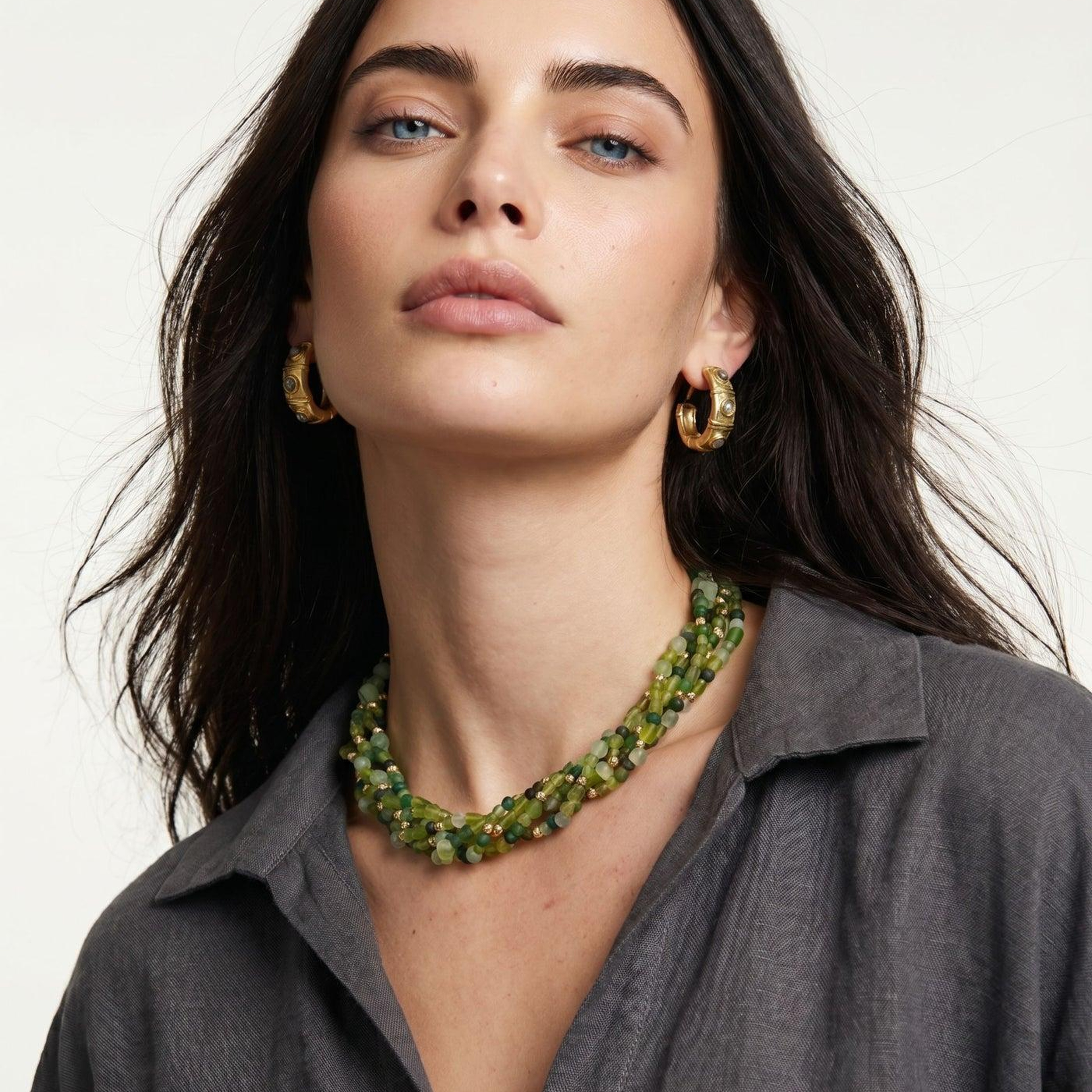 BERRİN ÖZKAN GYPSET PALM YEŞİL DOĞAL TAŞ KADIN KOLYE
