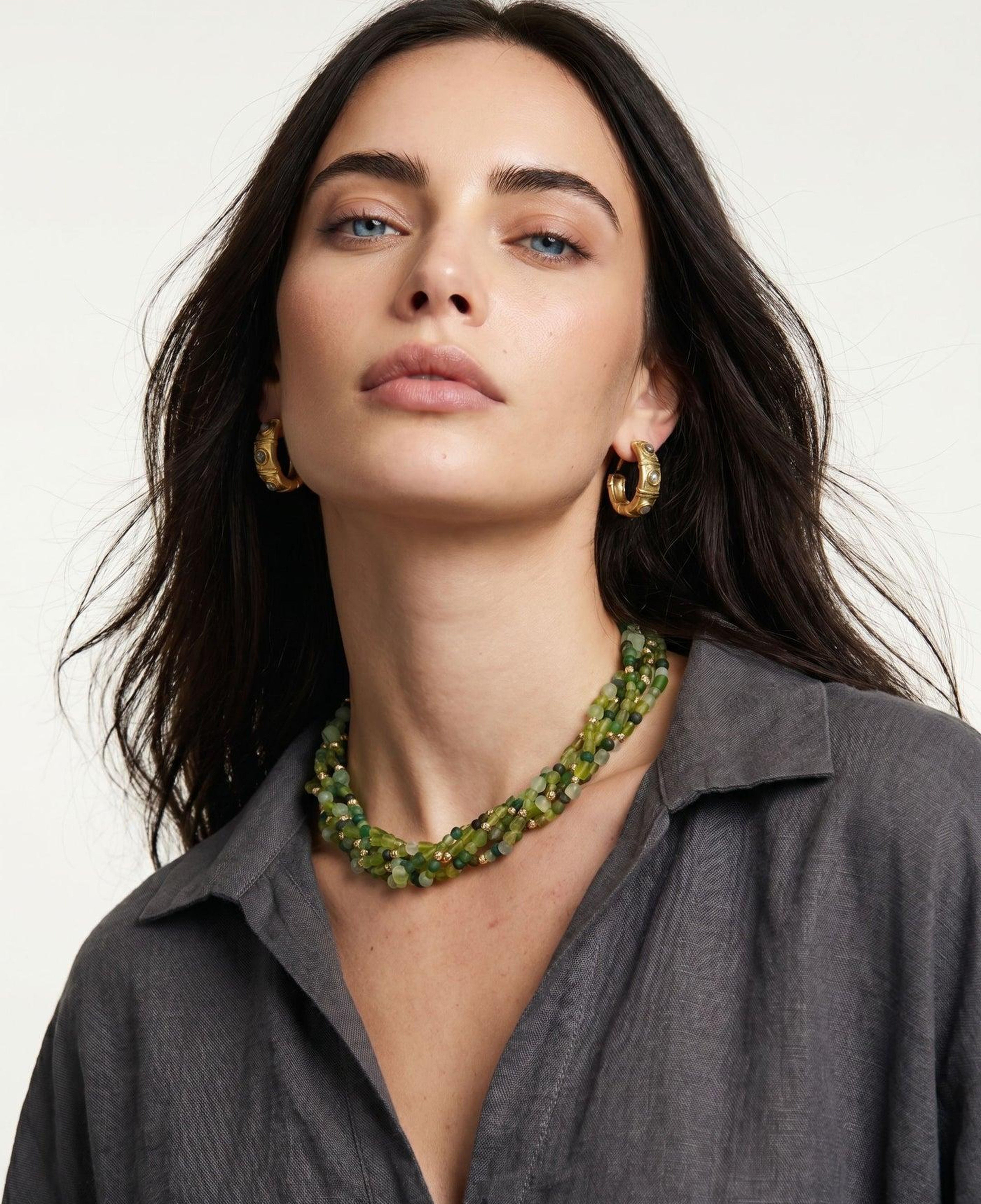 BERRİN ÖZKAN GYPSET PALM YEŞİL DOĞAL TAŞ KADIN KOLYE