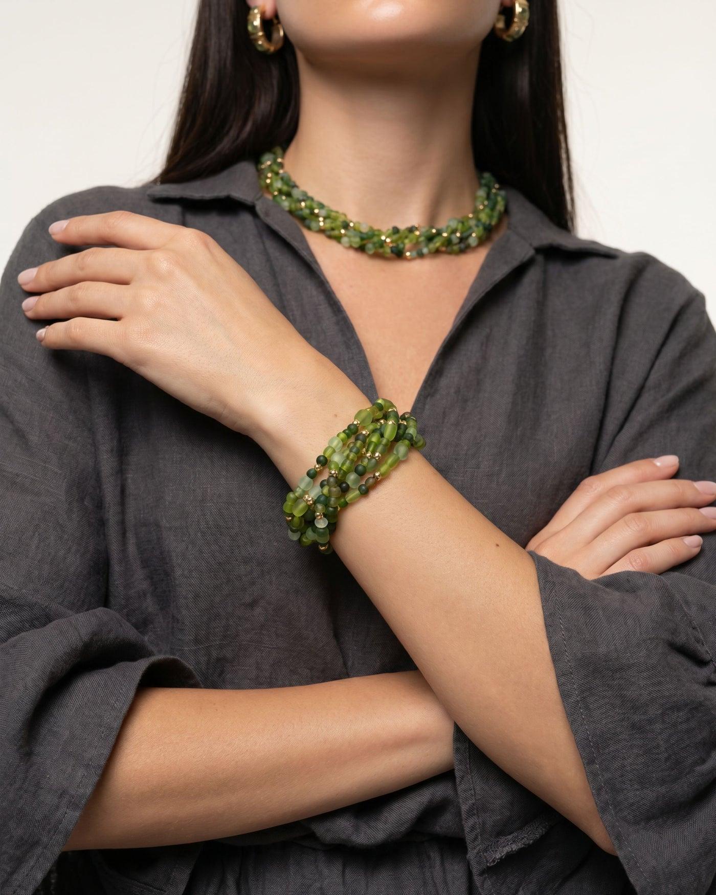 BERRİN ÖZKAN GYPSET PALM YEŞİL DOĞAL TAŞ KADIN BİLEKLİK